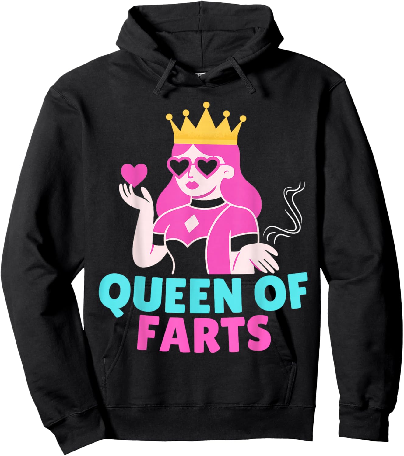 Queen of Farts Inappropriate Embarrassing Playing Card Hoodie - Hoodie | Black