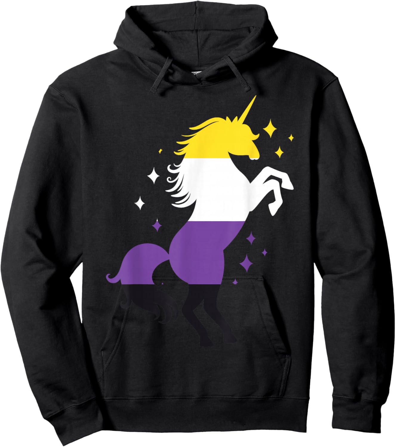 Drapeau Licorne Non Binaire Hoodie - Hoodie | Black