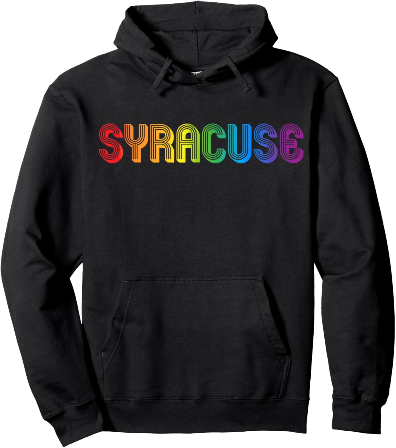Syracuse City Gay Pride Rainbow Word Design Hoodie - Hoodie | Black