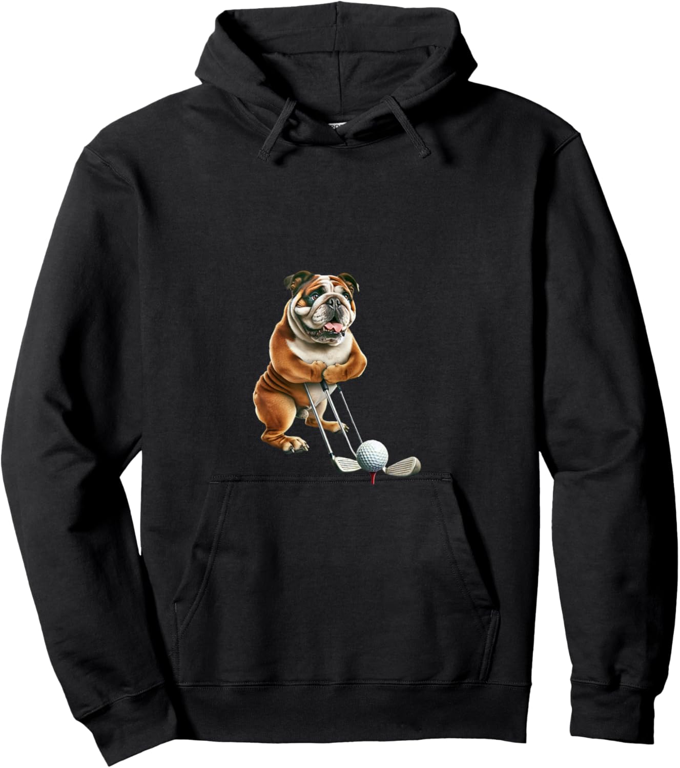 Bulldog playing golf funny dog lovers Women Kids Hoodie - Hoodie | Black