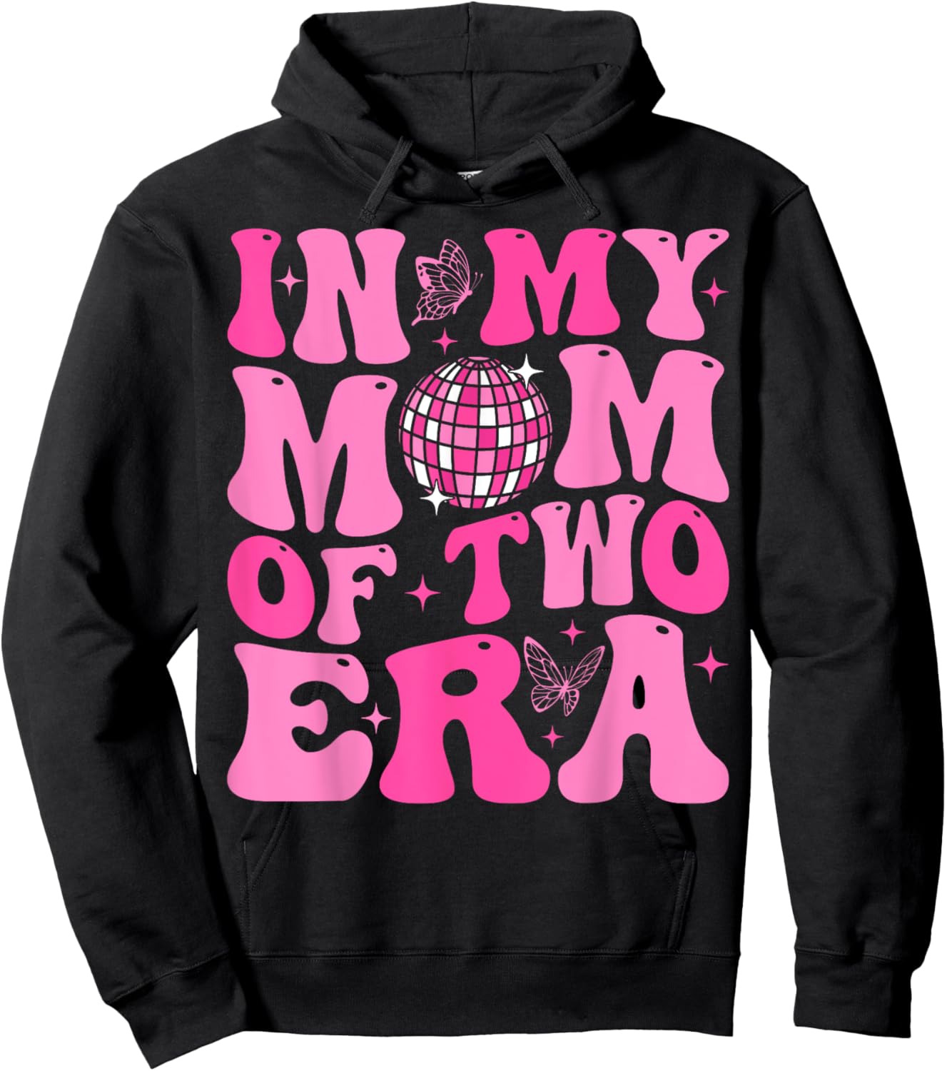 Groovy In My Mom Of Two Era Funny Mother's Day Hoodie - Hoodie | Black