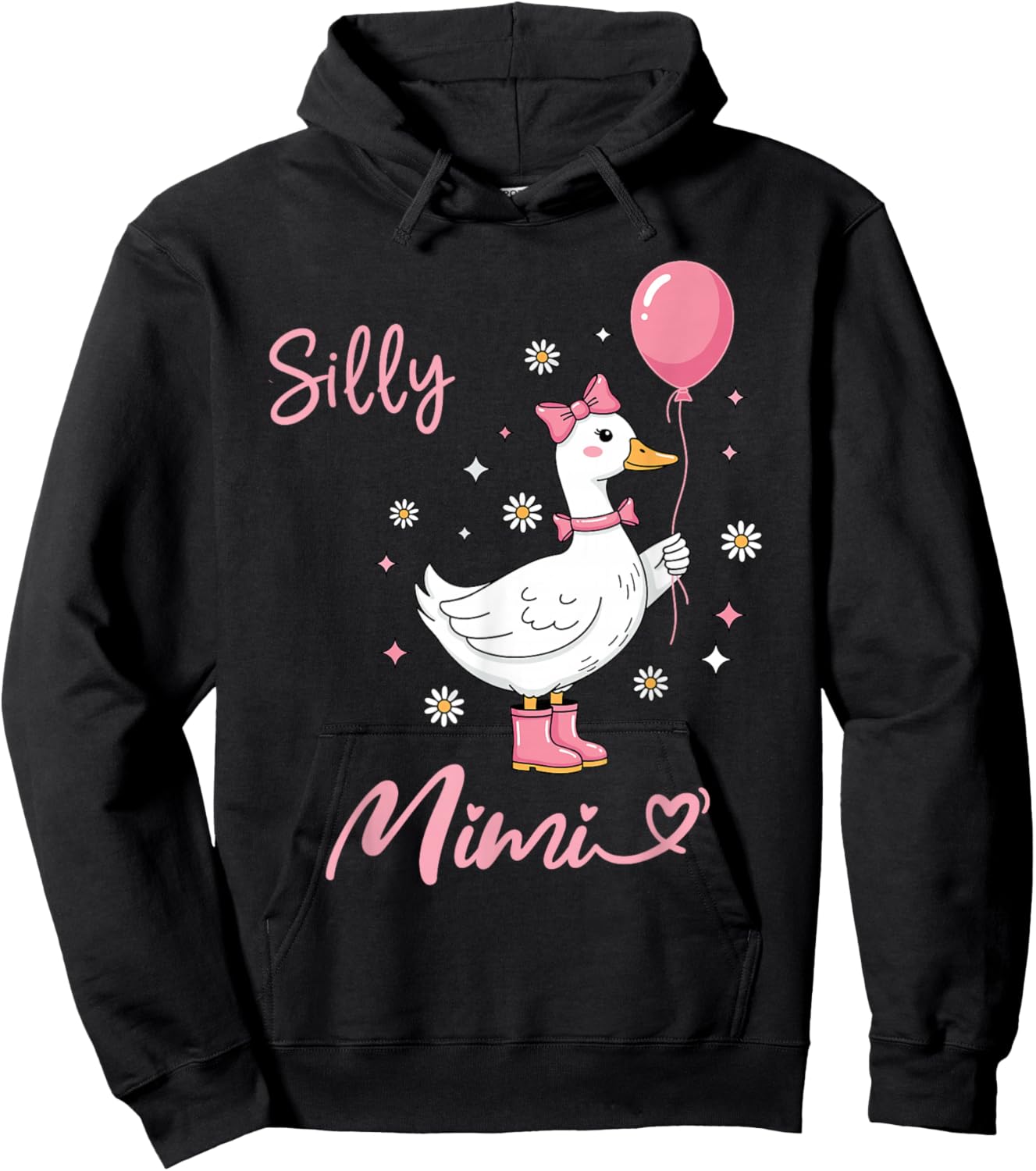 Silly Mimi Cute Goose Grandmother Family Matching Birthday Hoodie - Hoodie | Black