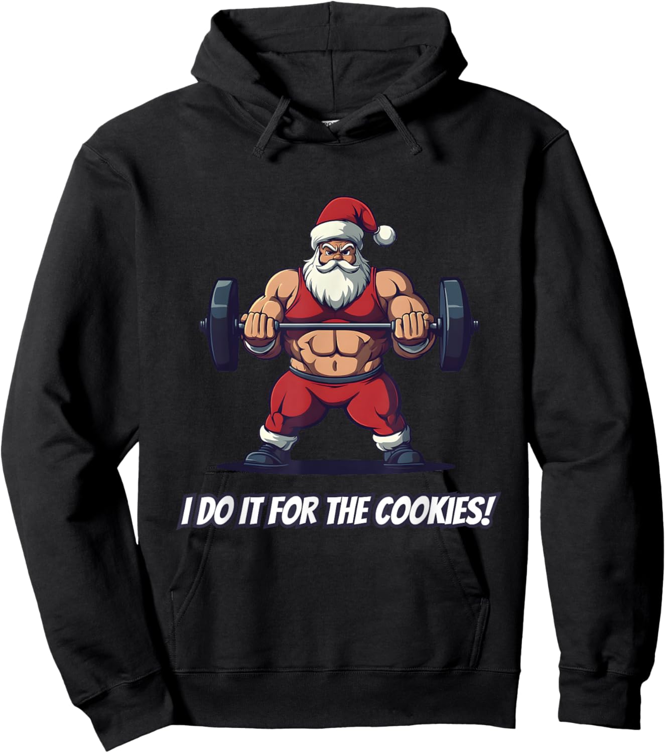 Santa Fitness Weightlifting Christmas Gym Cookies Hoodie - Hoodie | Black