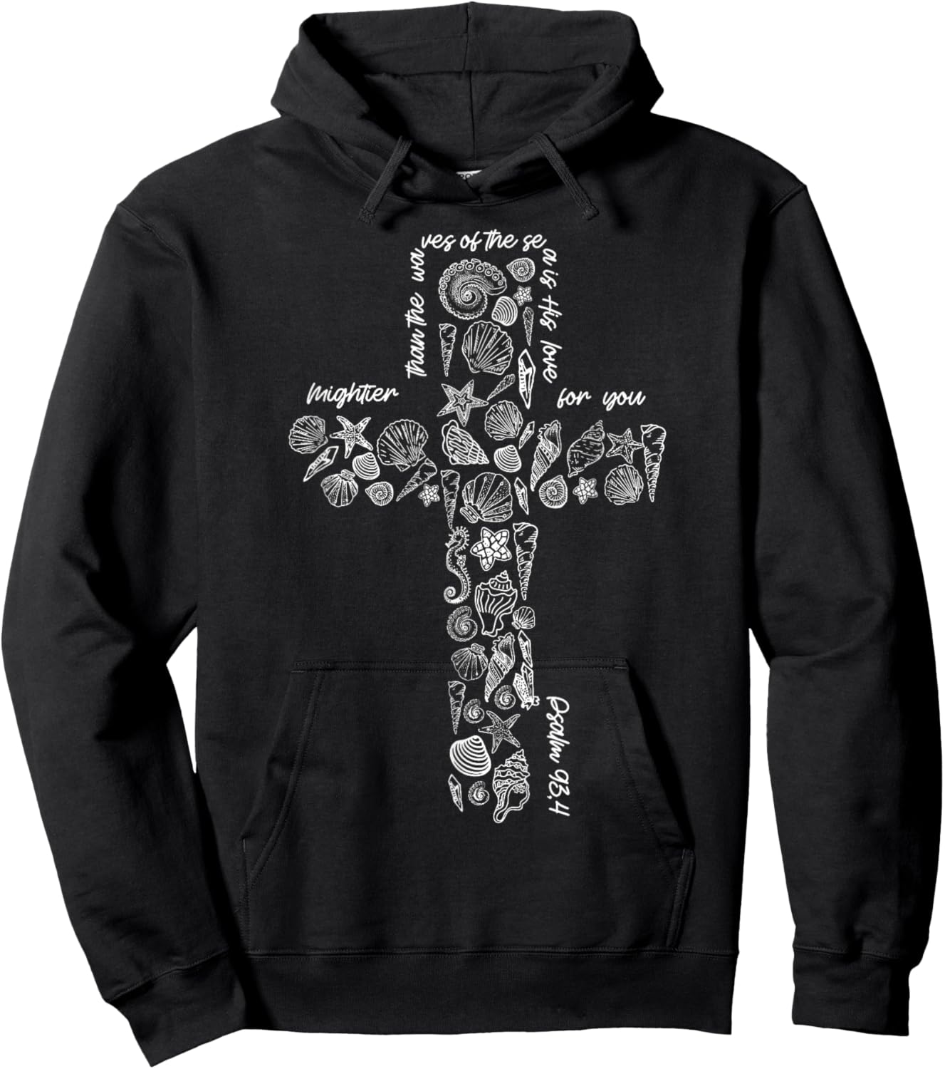 Christian Seashell Style Beach Summer Vacation Faith Cross Hoodie - Hoodie | Black