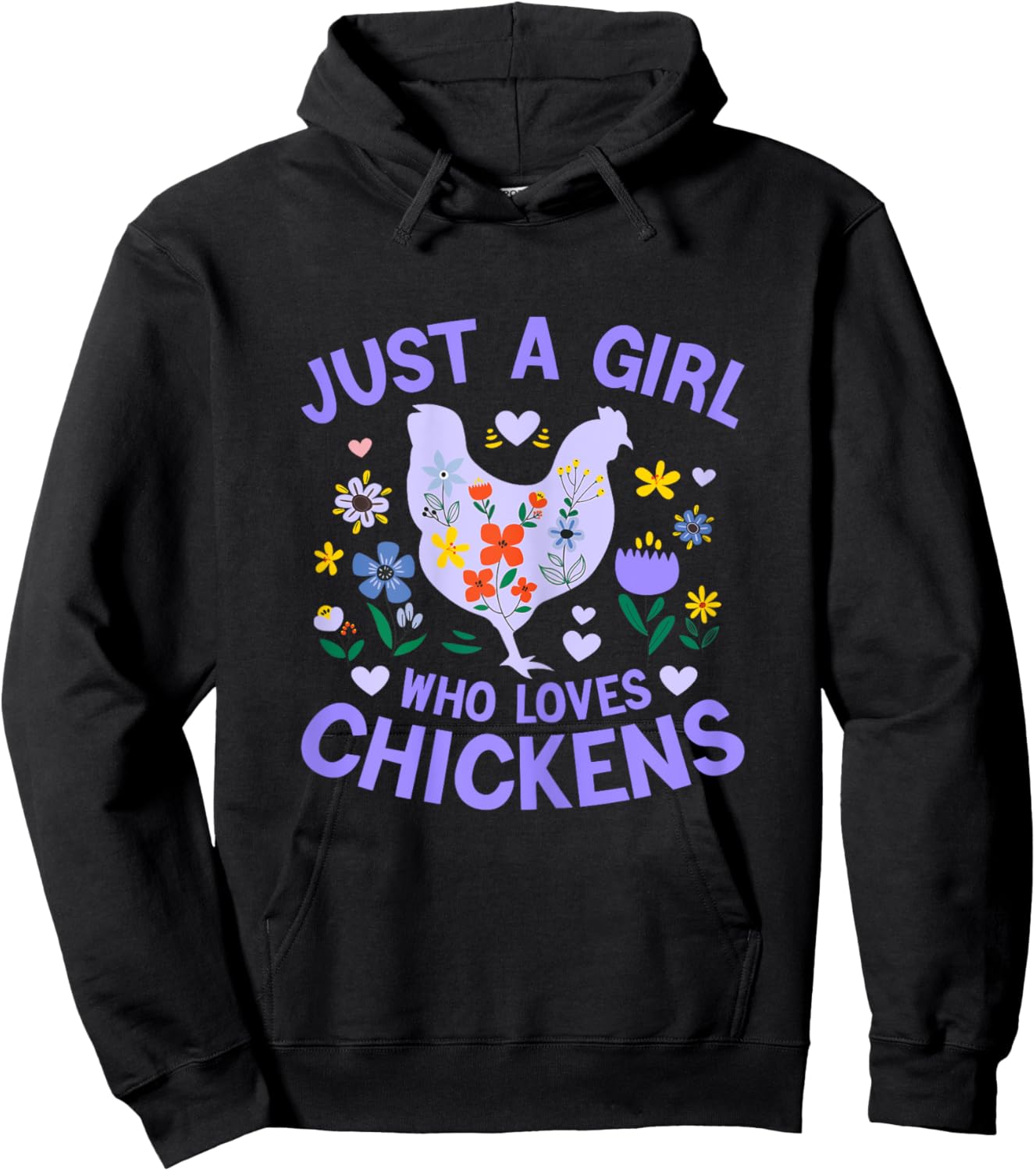 Just a Girl who Loves Chickens Shirt Cute Chicken Kids Women Hoodie - Hoodie | Black