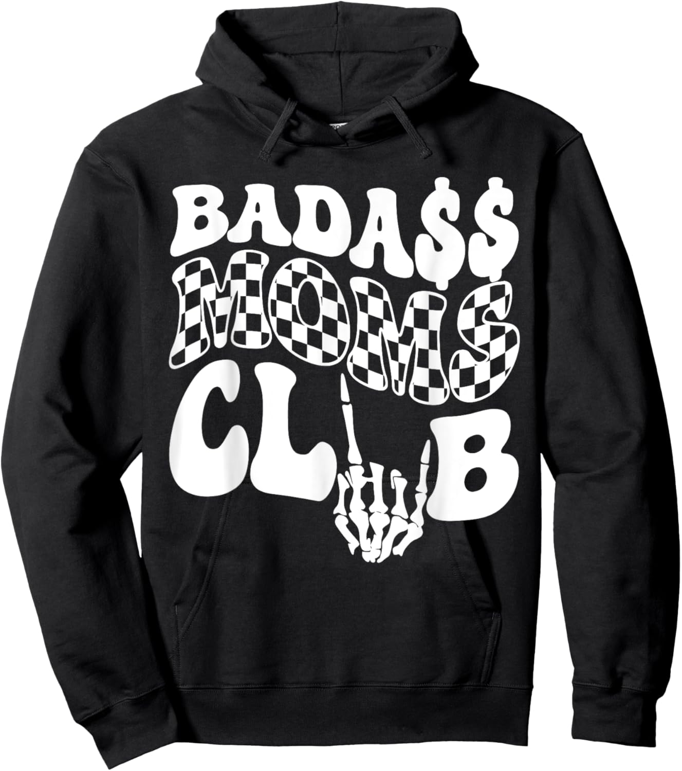 Badass Moms Club Trendy Mama Funny Mother Bad Ass Mom Hoodie - Hoodie | Black