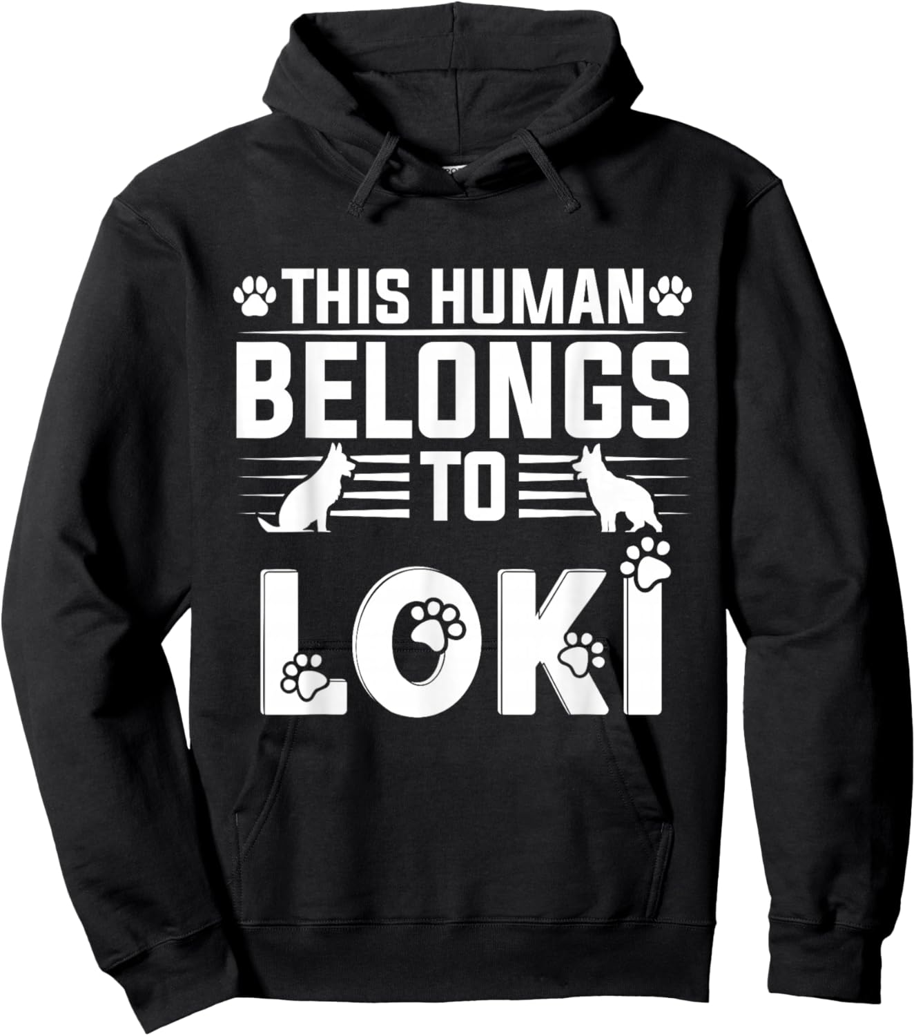 Dog Name Loki Personalised Gift This Human Belongs to a Dog Hoodie - Hoodie | Black