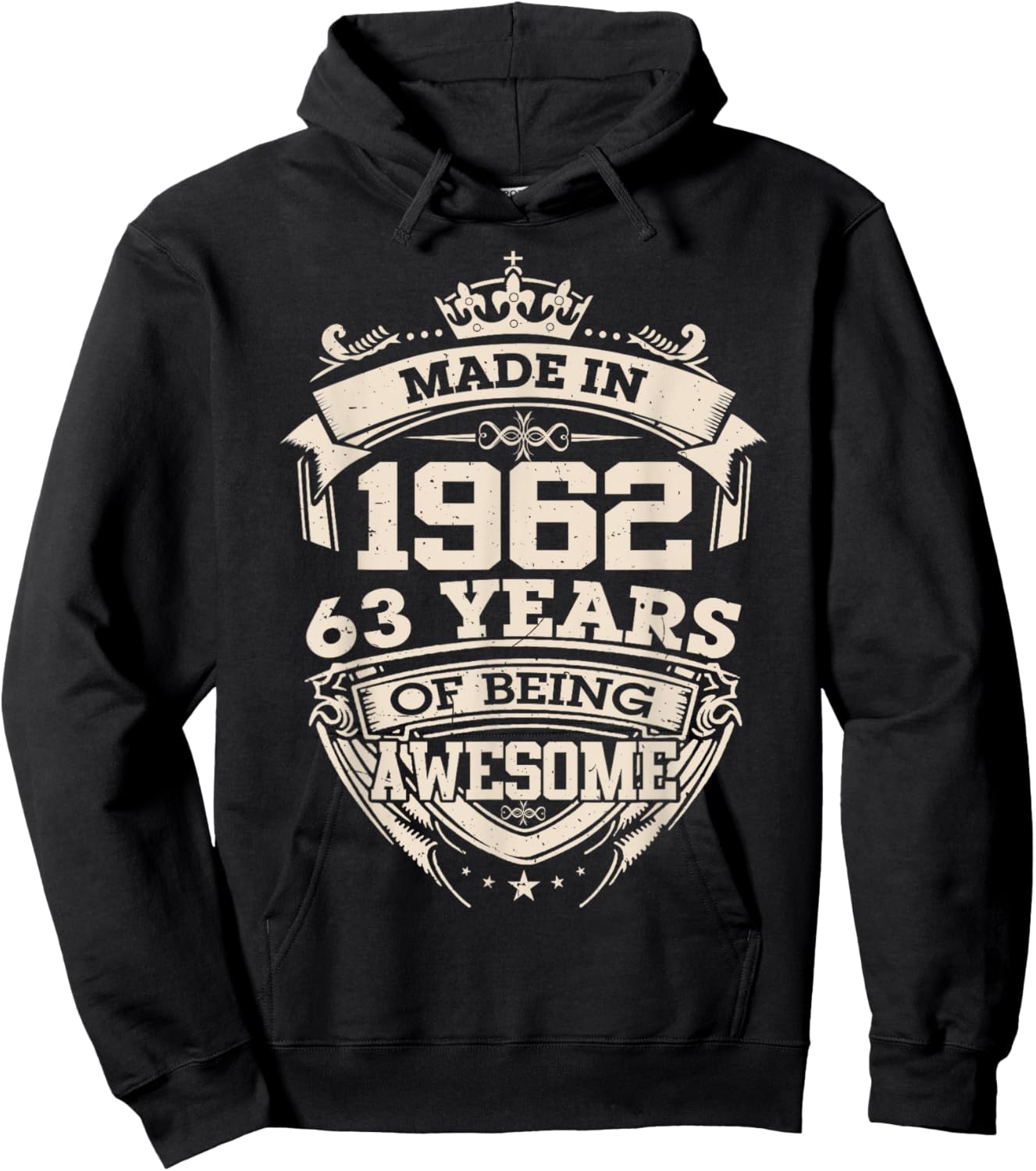 Made in 1962 63 Years of Being Awesome 63th Birthday Vintage Hoodie - Hoodie | Black