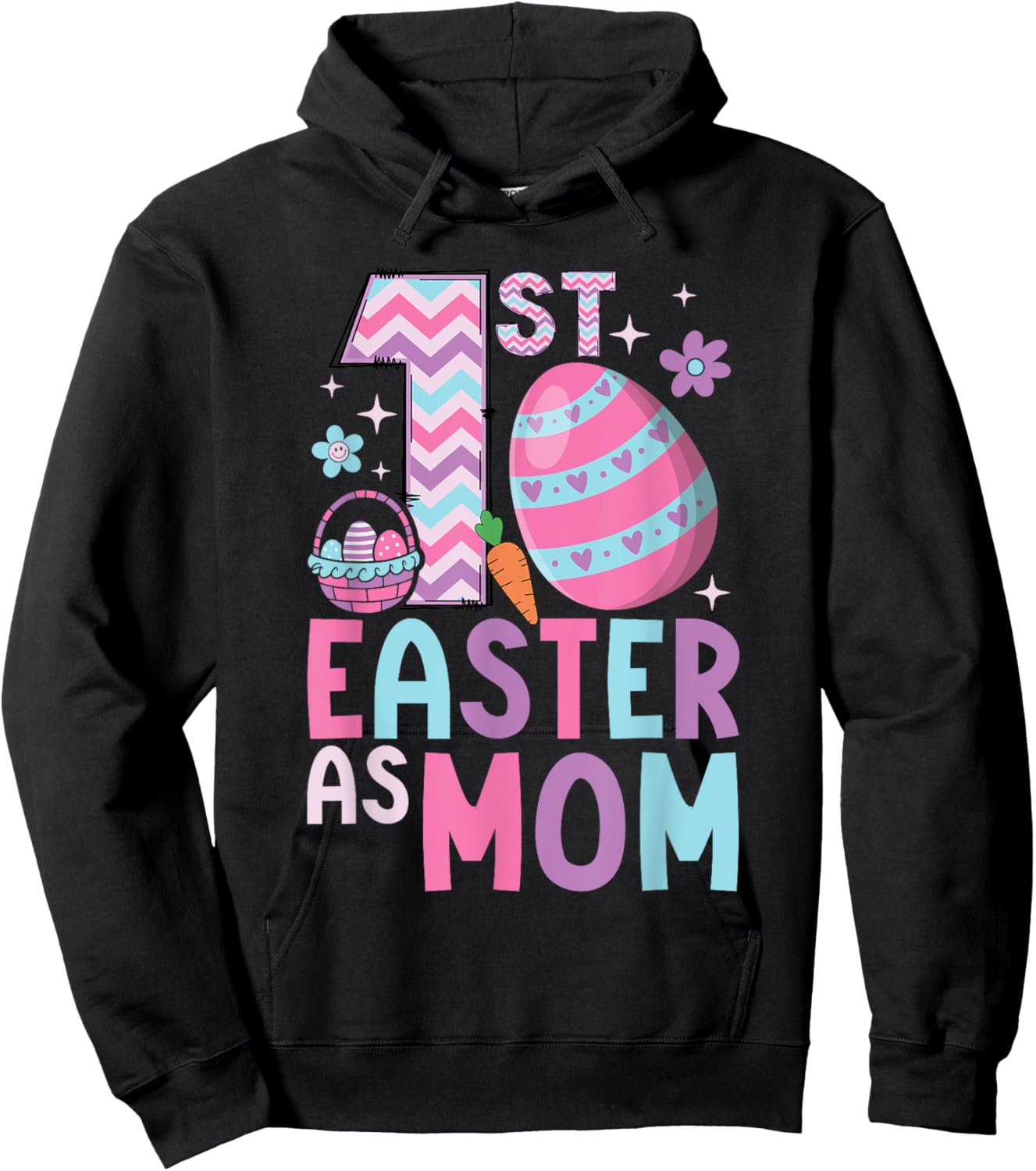 First Easter As Mom Matching Family 1st Easter New Mom Hoodie - Hoodie | Black