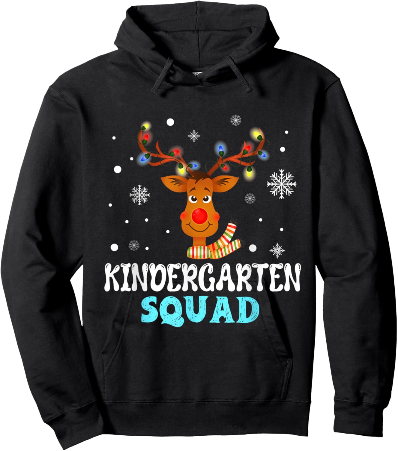 kindergarten Teacher Christmas Squad Reindeer Xmas Hoodie - Hoodie | Black