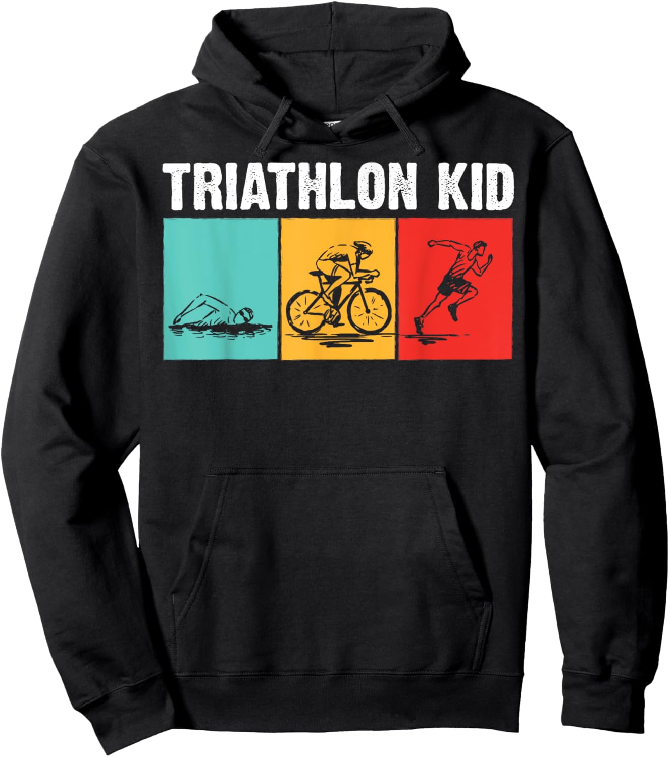 Cool Triathlon For Kids Boys Swimming Running Swim Bike Run Hoodie - Hoodie | Black