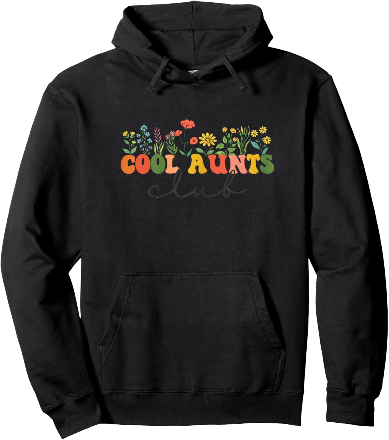 Cool Aunts Club Funny Auntie Wildflower Hoodie - Hoodie | Black