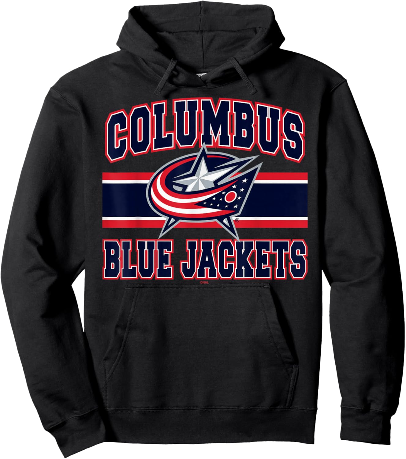 Columbus Blue Jackets Stripe White Officially Licensed Hoodie - Hoodie | Black