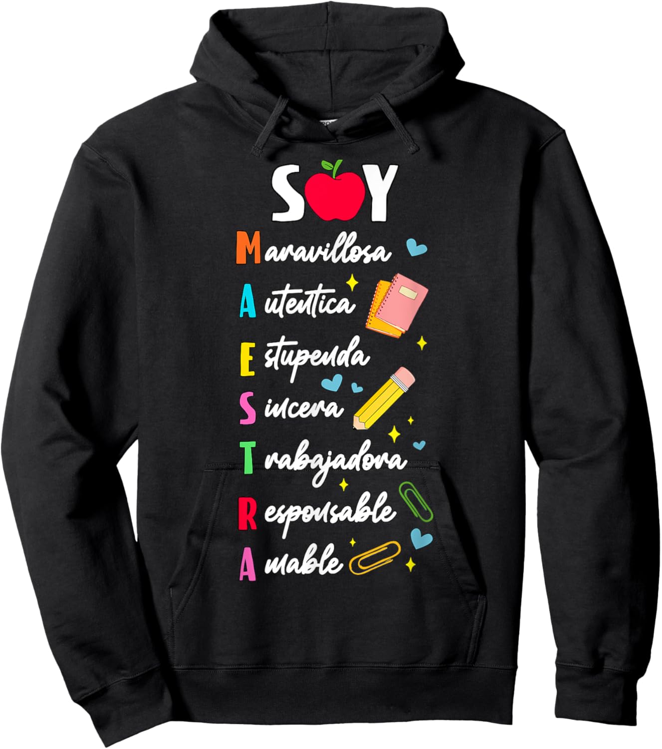Soy Maestra Spanish Bilingual Hispanic Teacher Appreciation Hoodie - Hoodie | Black