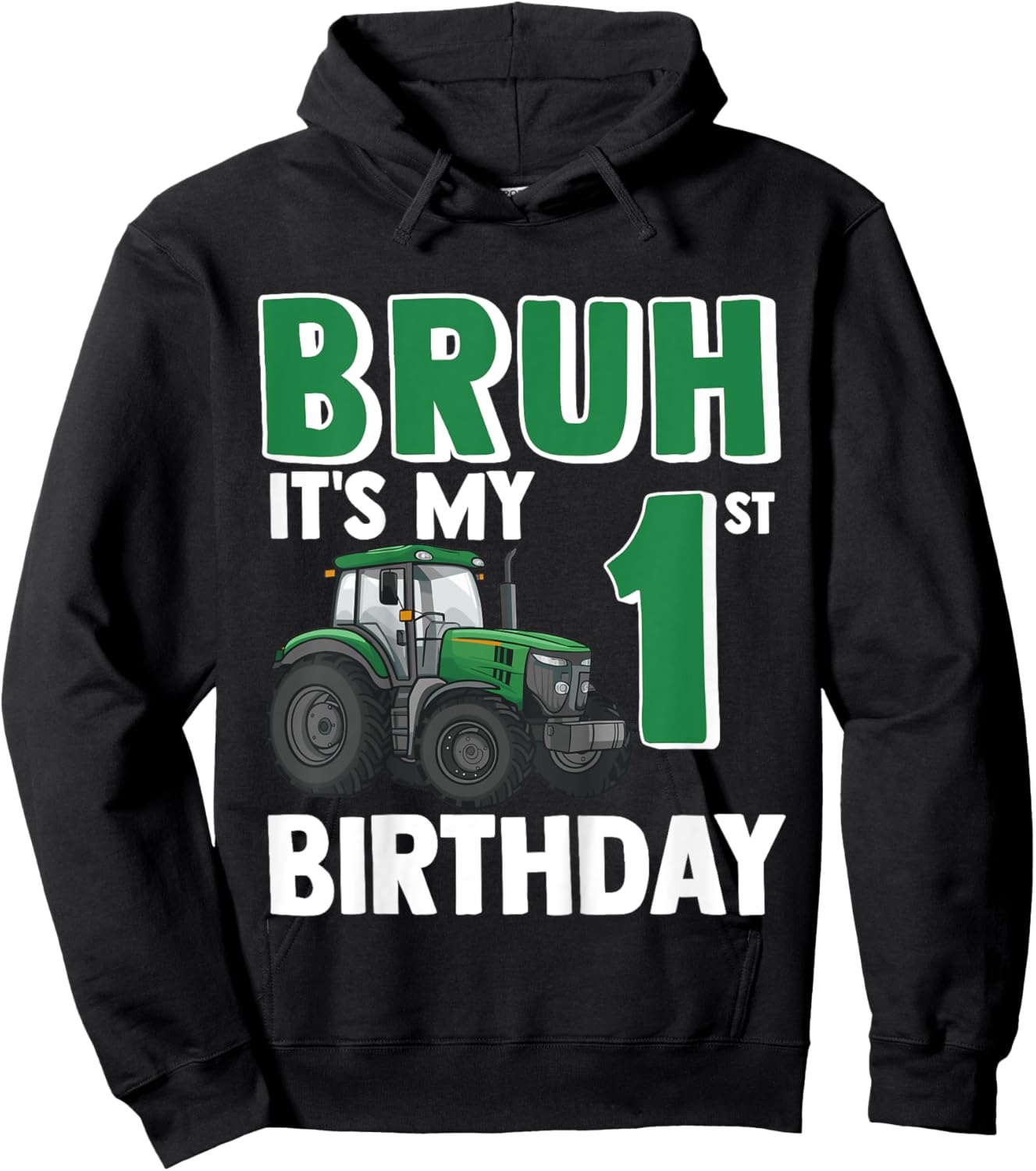 Kids One 1yr 1st Tractor Birthday Boy Boys Farmer Farm 1 Year Old Hoodie - Hoodie | Black