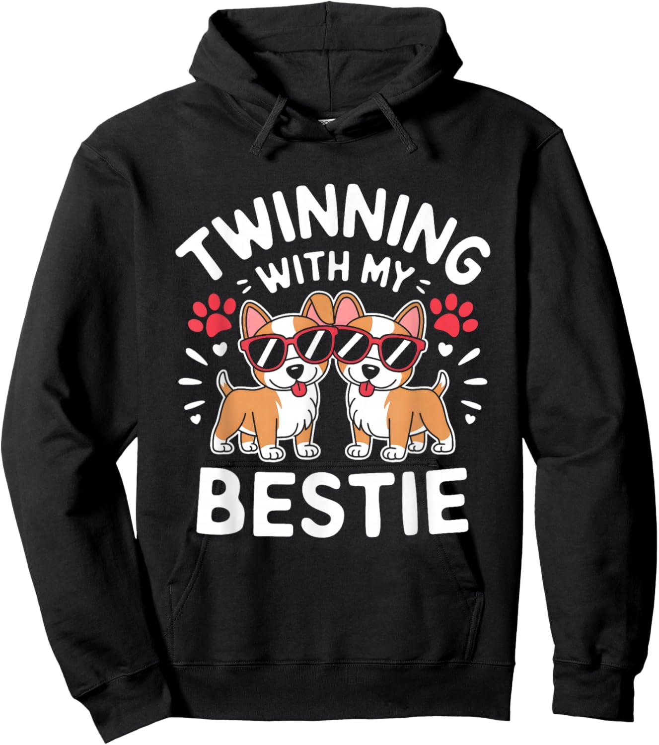 Twinning With My Bestie Dog Cute Friends Matching Hoodie - Hoodie | Black