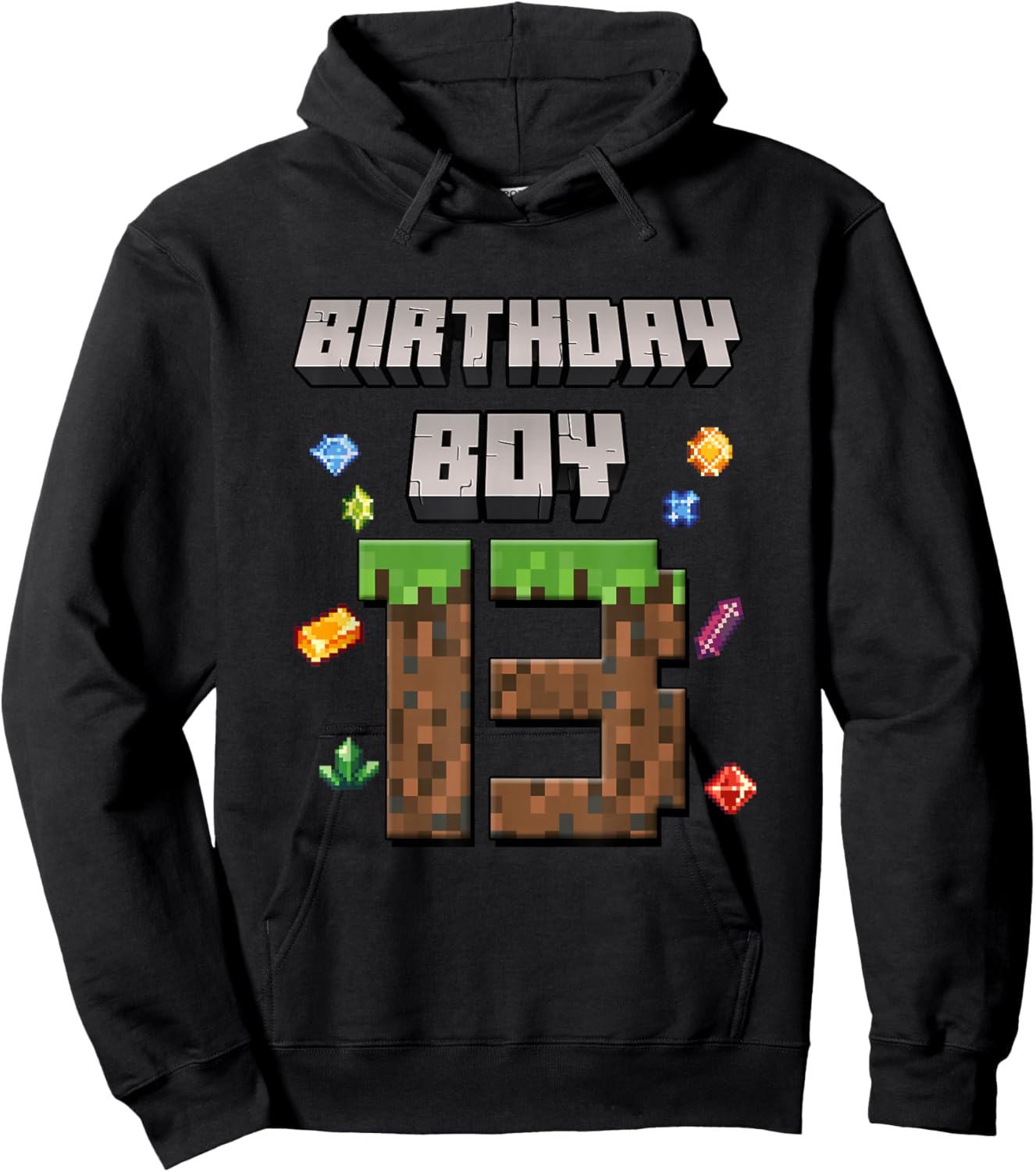 13th Birthday 13 Years Old Video Gamer Pixel Birthday Boys Hoodie - Hoodie | Black
