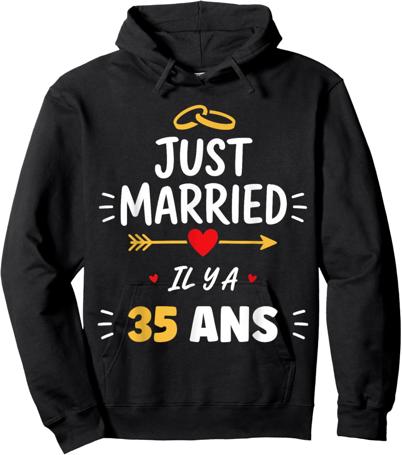 Fête Mariés Humour Couple Anniversaire Mariage 35 Ans Hoodie - Hoodie | Black