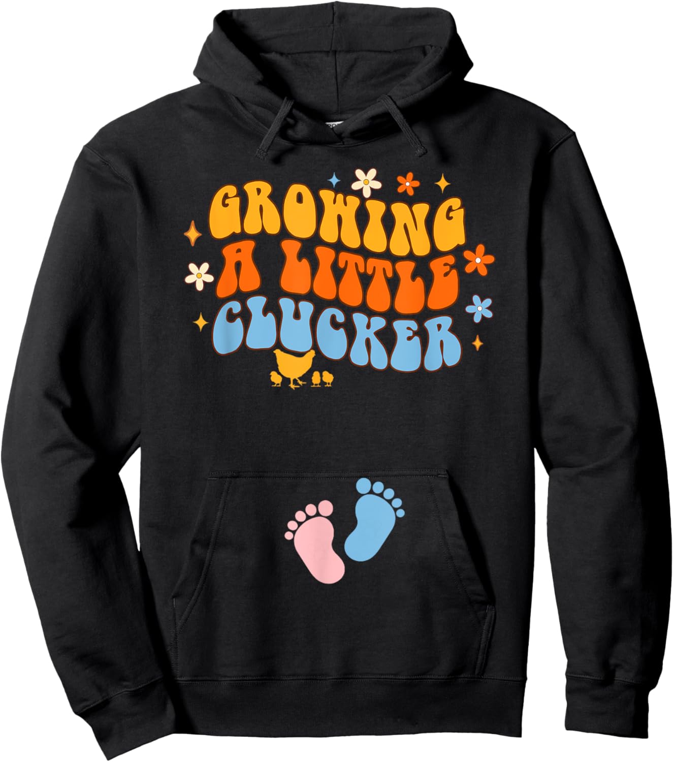 Pregnancy Announcement Chicken Growing A Little A Clucker Hoodie - Hoodie | Black