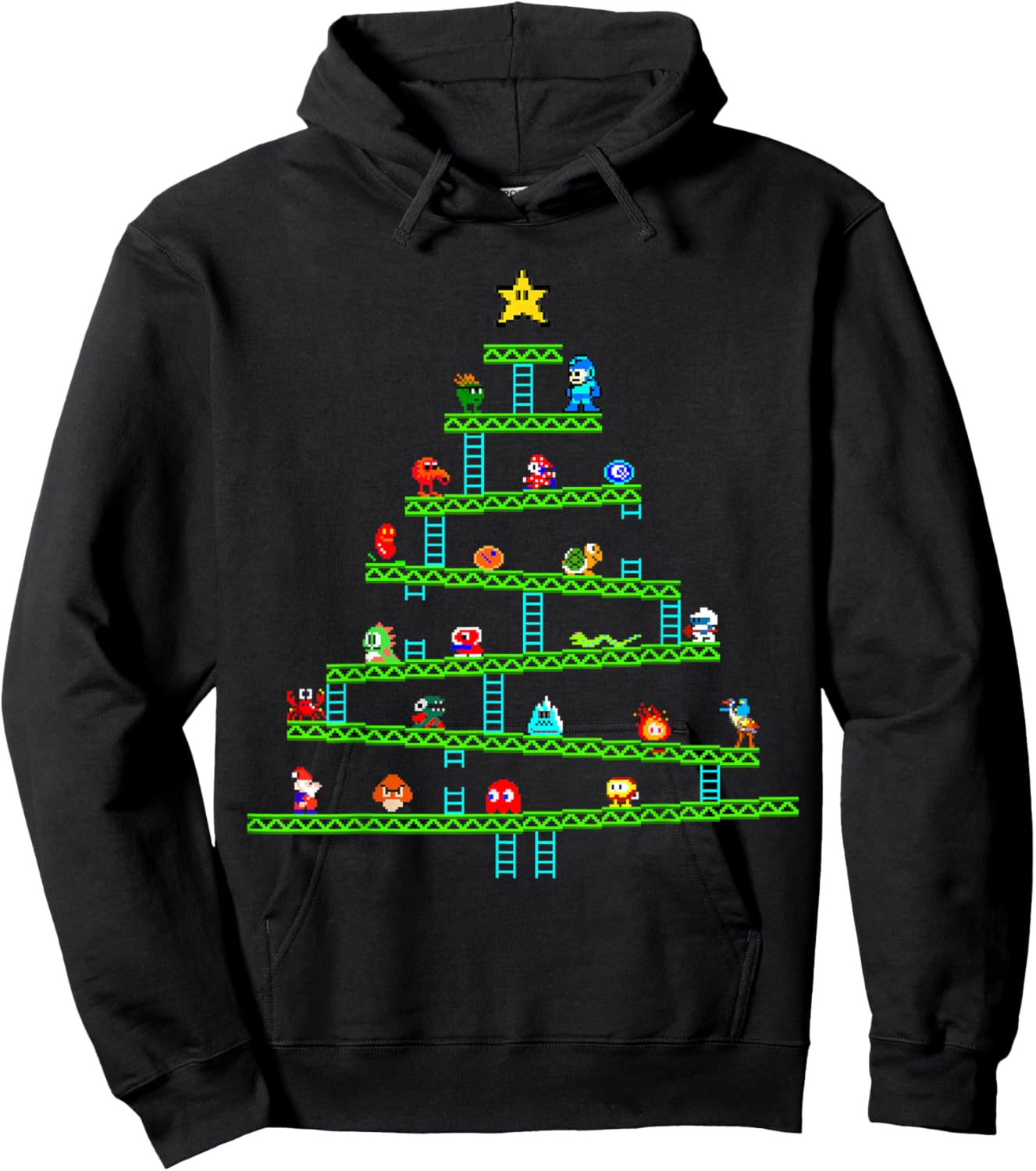 8 Bit Retro Gaming Christmas Tree Hoodie - Hoodie | Black