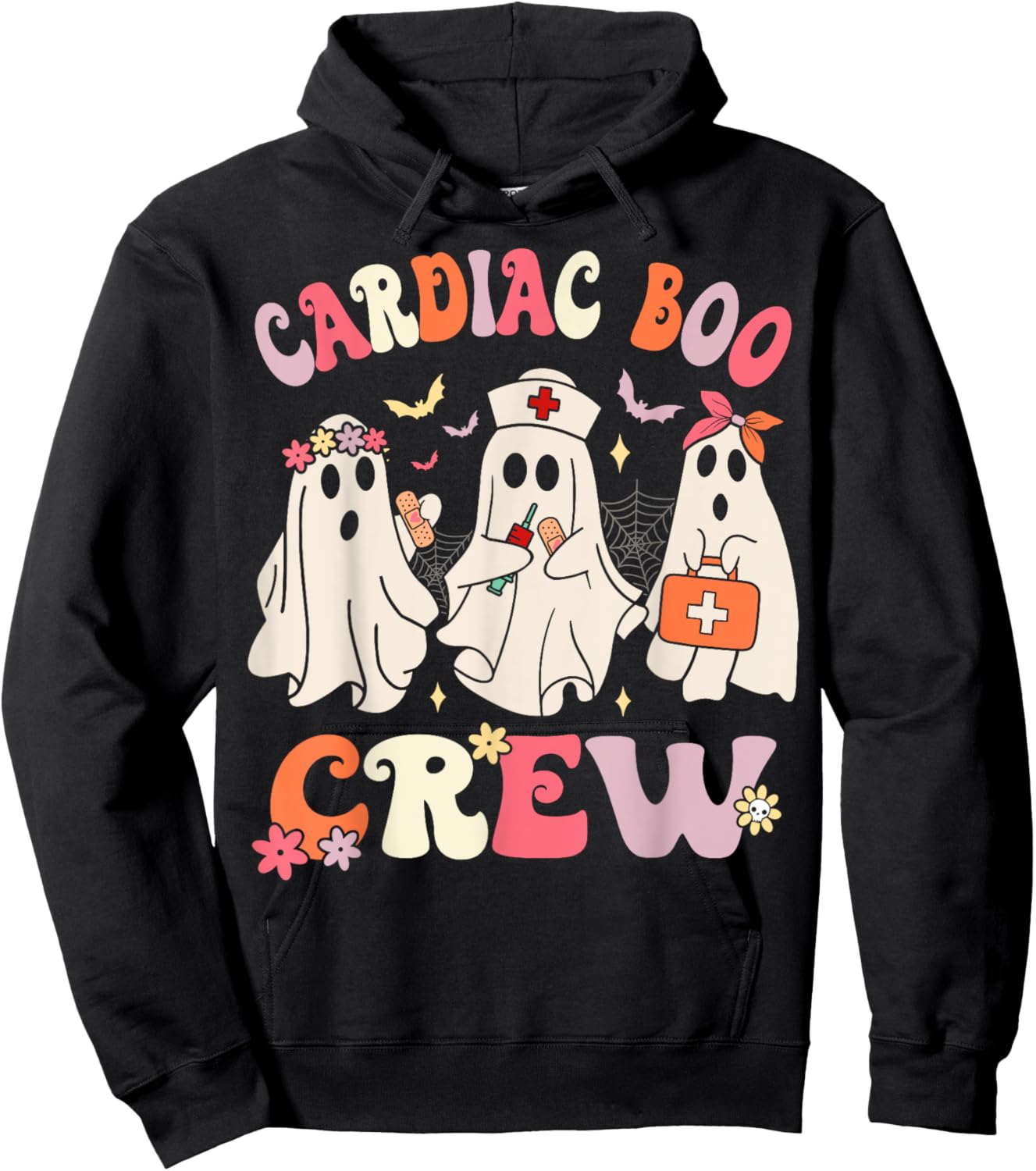 Halloween Cardiac Boo Crew Cardiology Nurse Ghost Hoodie - Hoodie | Black