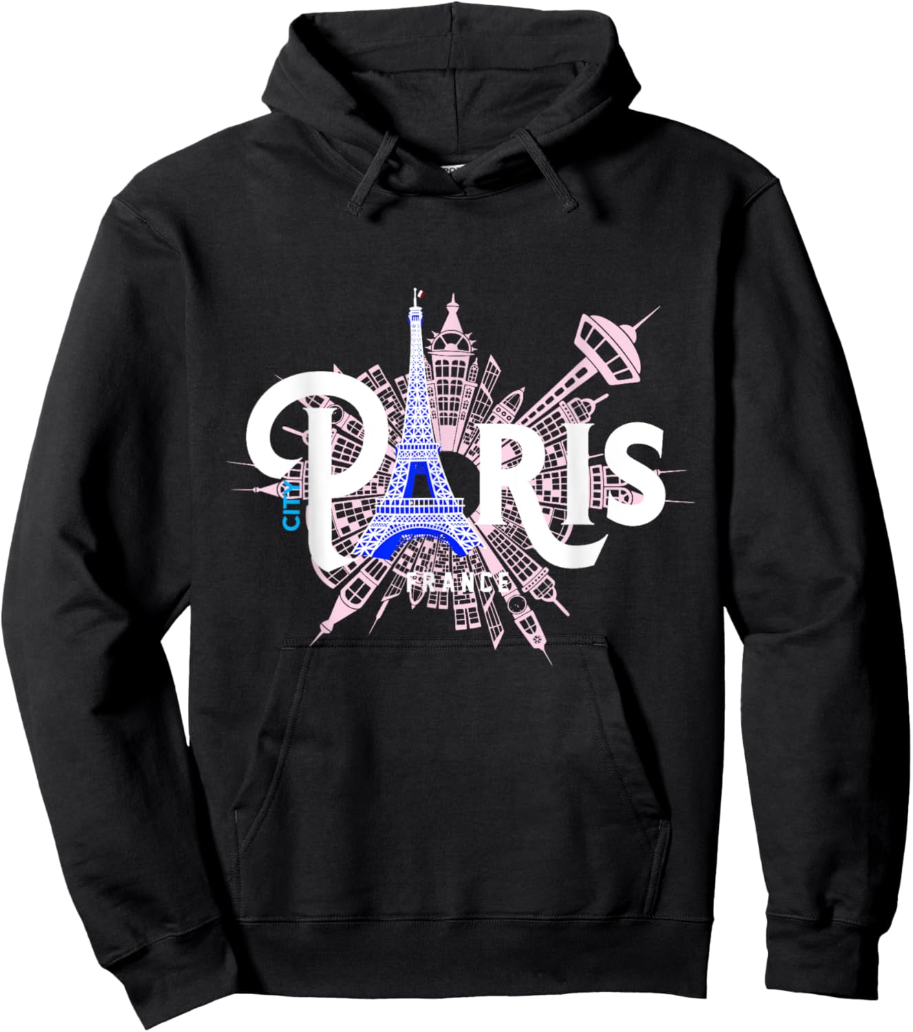 The Eiffel Tower And Iconic Buildings Vintage Paris Travel Hoodie - Hoodie | Black