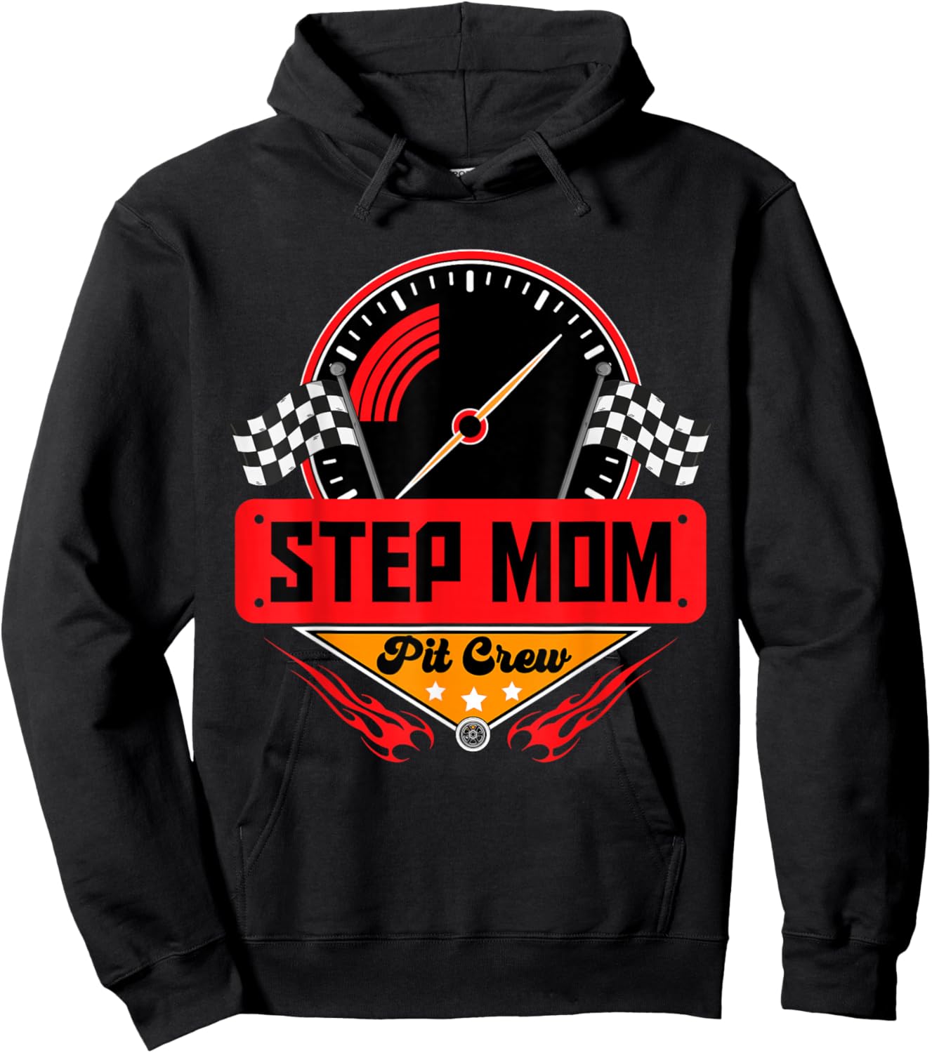 Race Car Birthday Party Matching Family Step Mom Pit Crew Hoodie - Hoodie | Black
