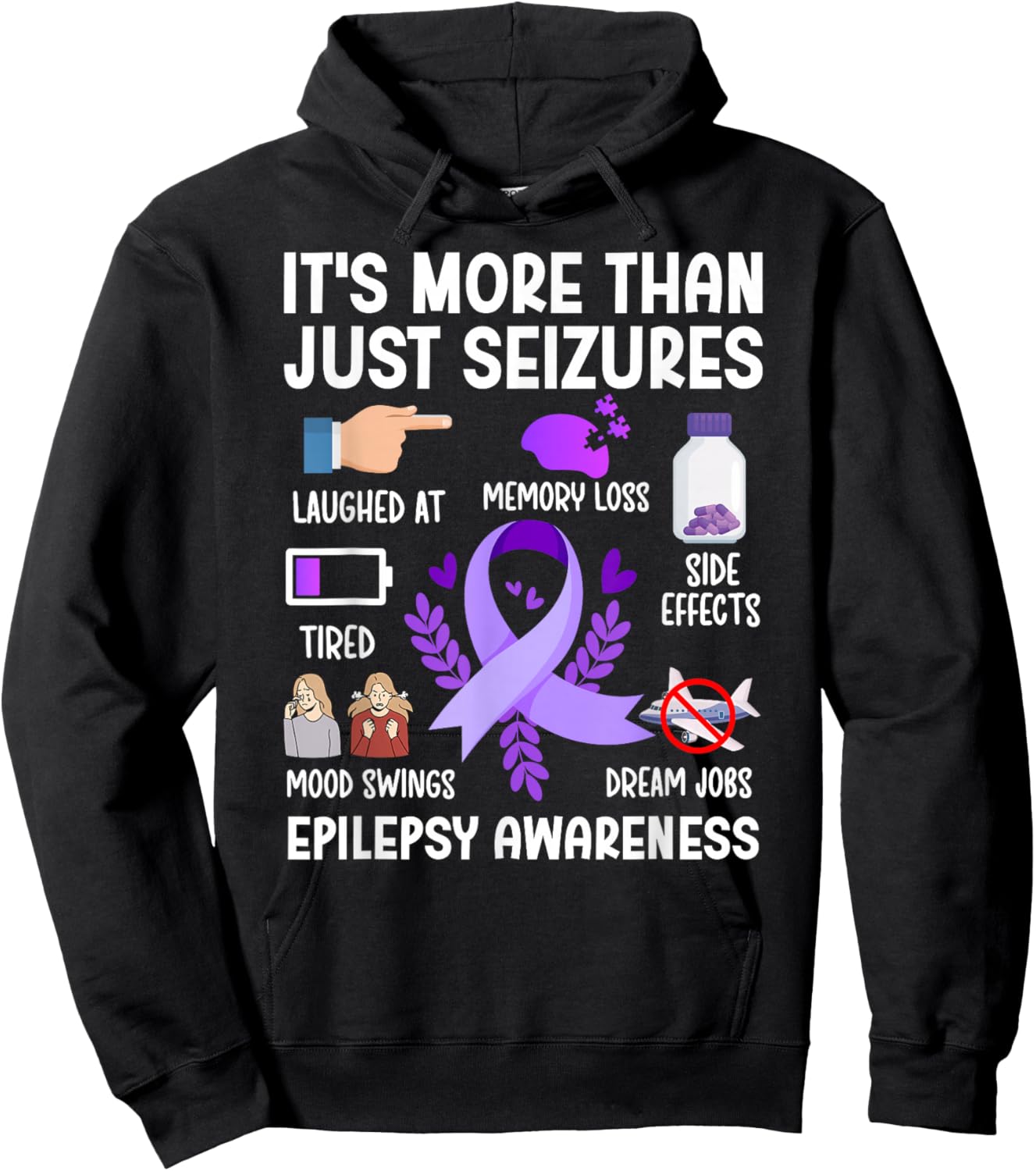 More Than Just Seizures Epilepsy Awareness Epilepsy Warrior Hoodie - Hoodie | Black
