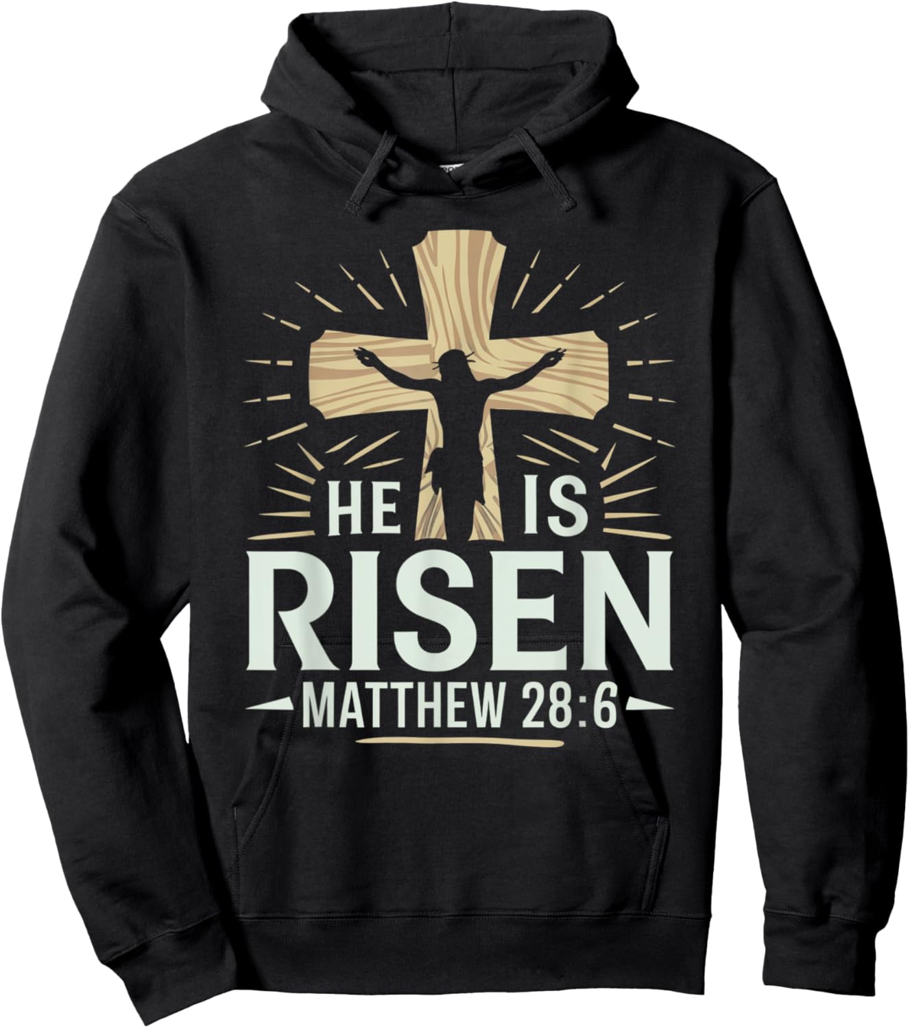 Easter Cross He Is Risen Jesus Christian Men Women Kid Youth Hoodie - Hoodie | Black
