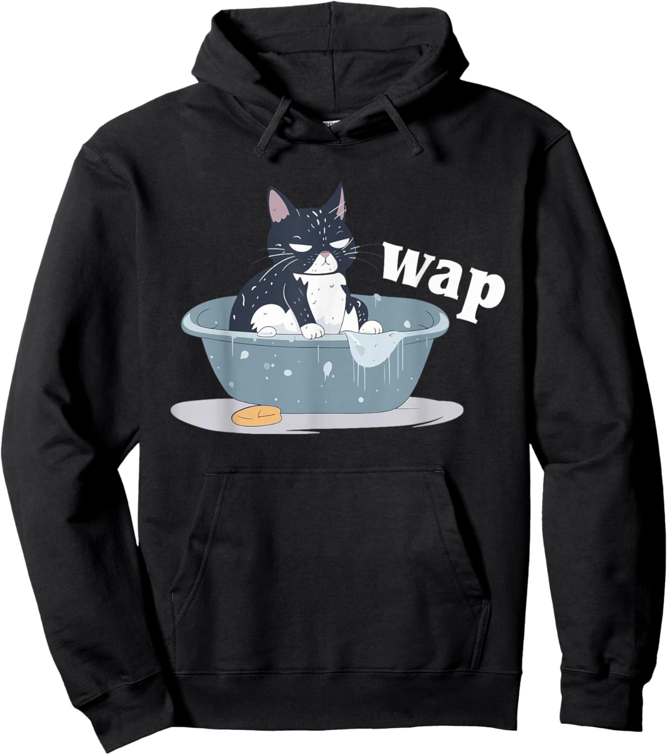 Funny Cat Wap Expression Illustration Hoodie - Hoodie | Black
