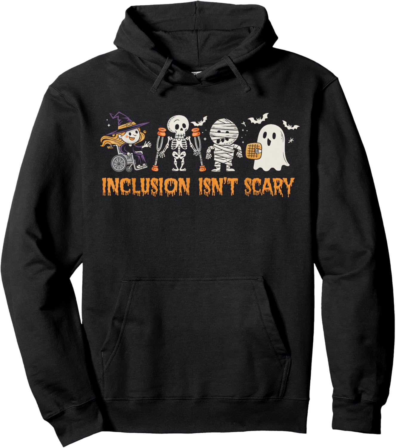 Inclusion Isn't Scary Slp Halloween Sped Teacher Ghost Mummy Hoodie - Hoodie | Black