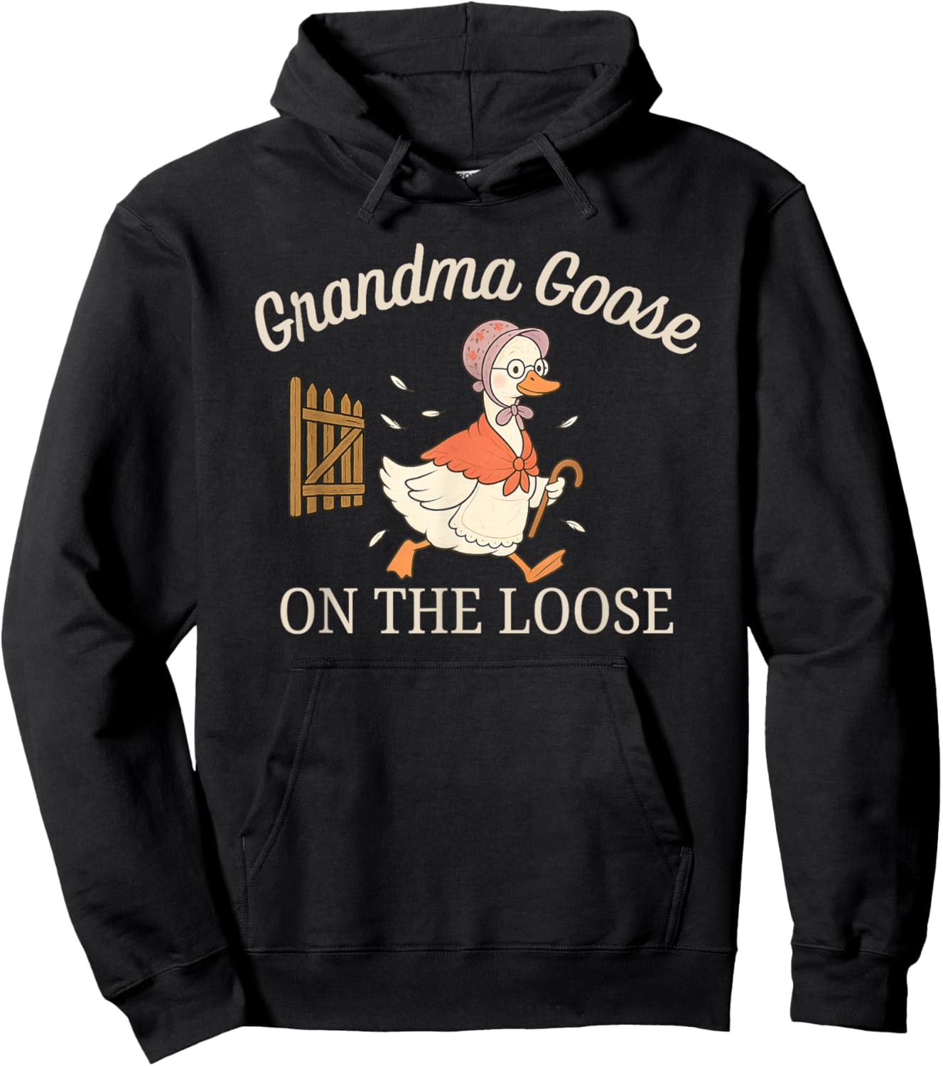 Grandma Porch Goose On The Loose Silly Nana Humor Hoodie - Hoodie | Black