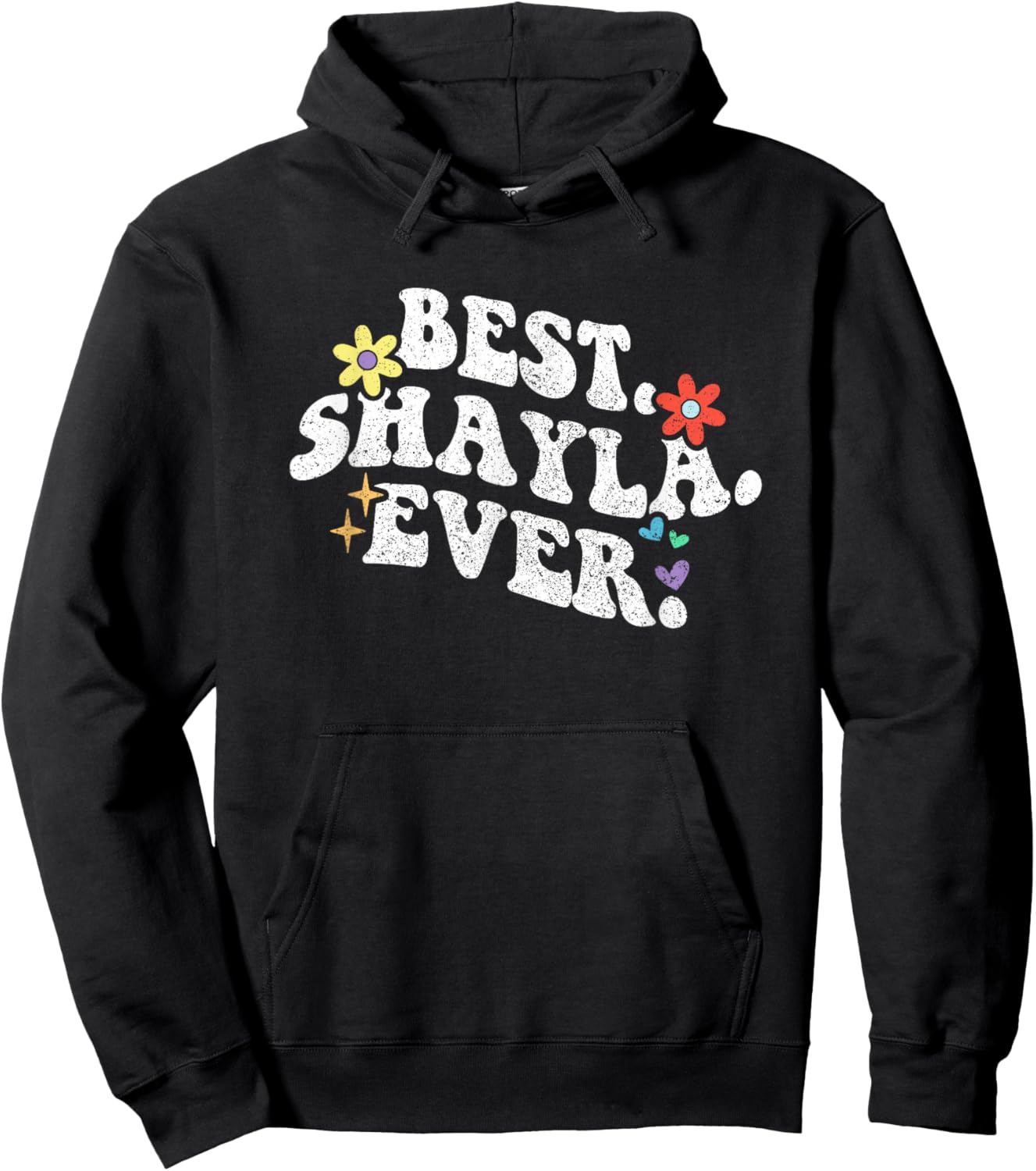 Retro Groovy Best Shayla Ever Name Mother's Day Daughter Hoodie - Hoodie | Black