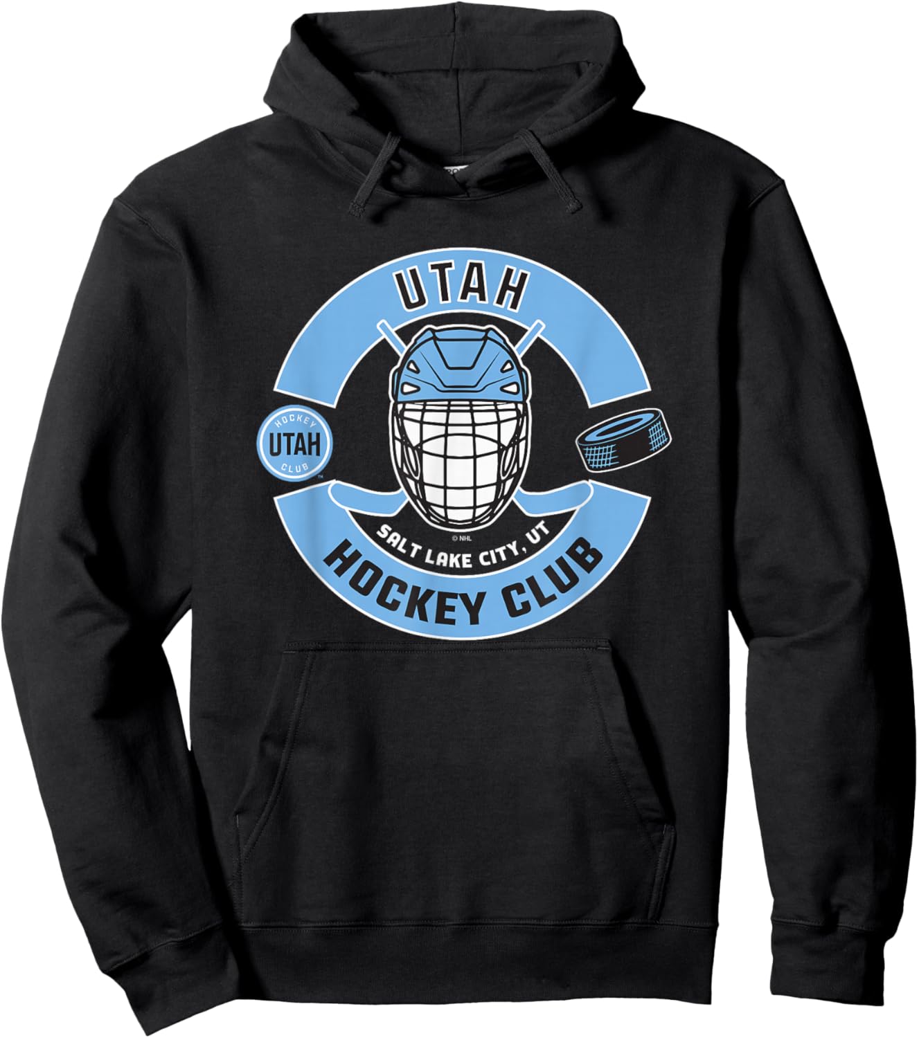 Utah Hockey Club Mask Dark Heather Officially Licensed Hoodie - Hoodie | Black