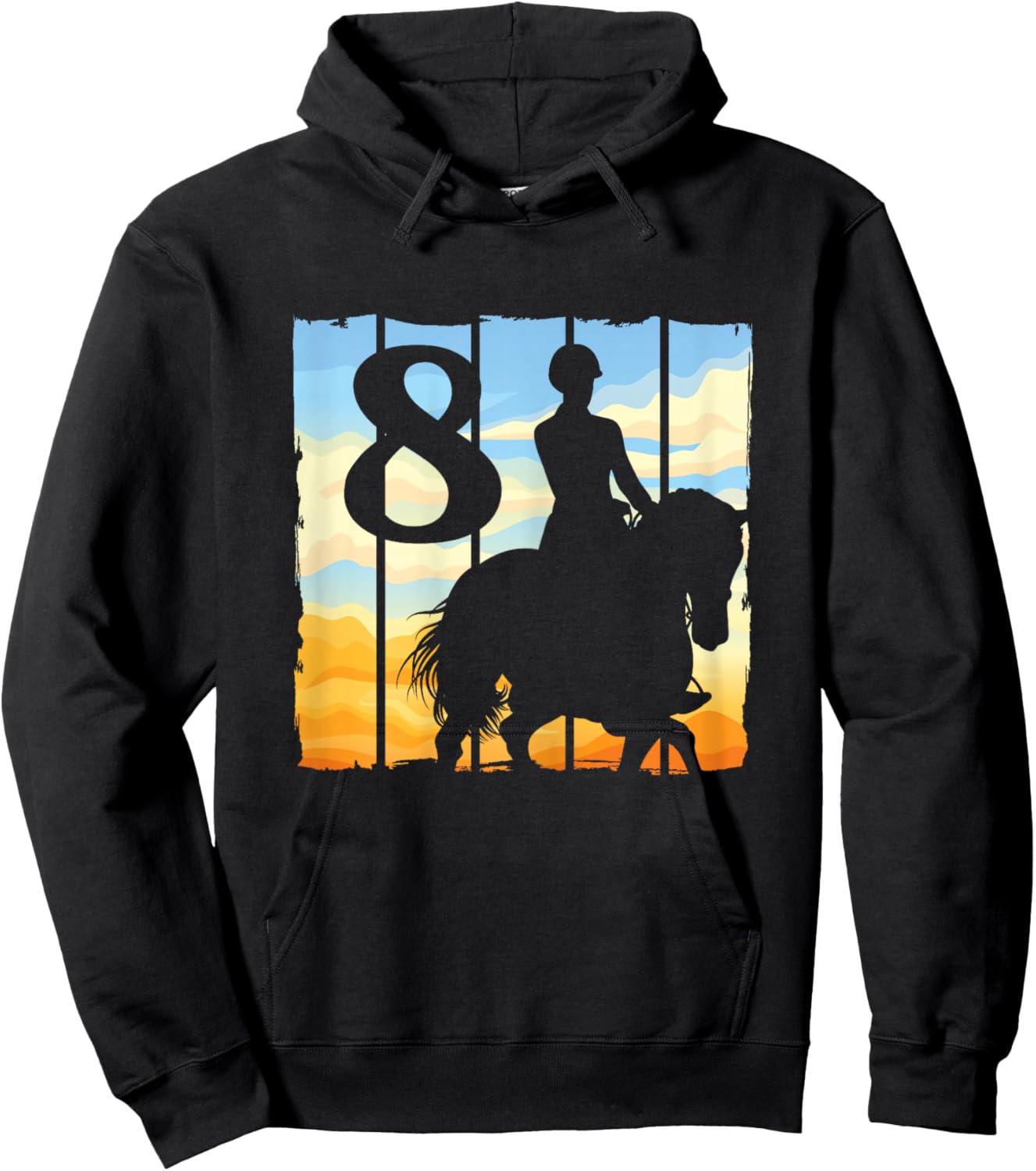 8th Birthday Horse Rider Horse Lover 8 Years Old Girl Hoodie - Hoodie | Black