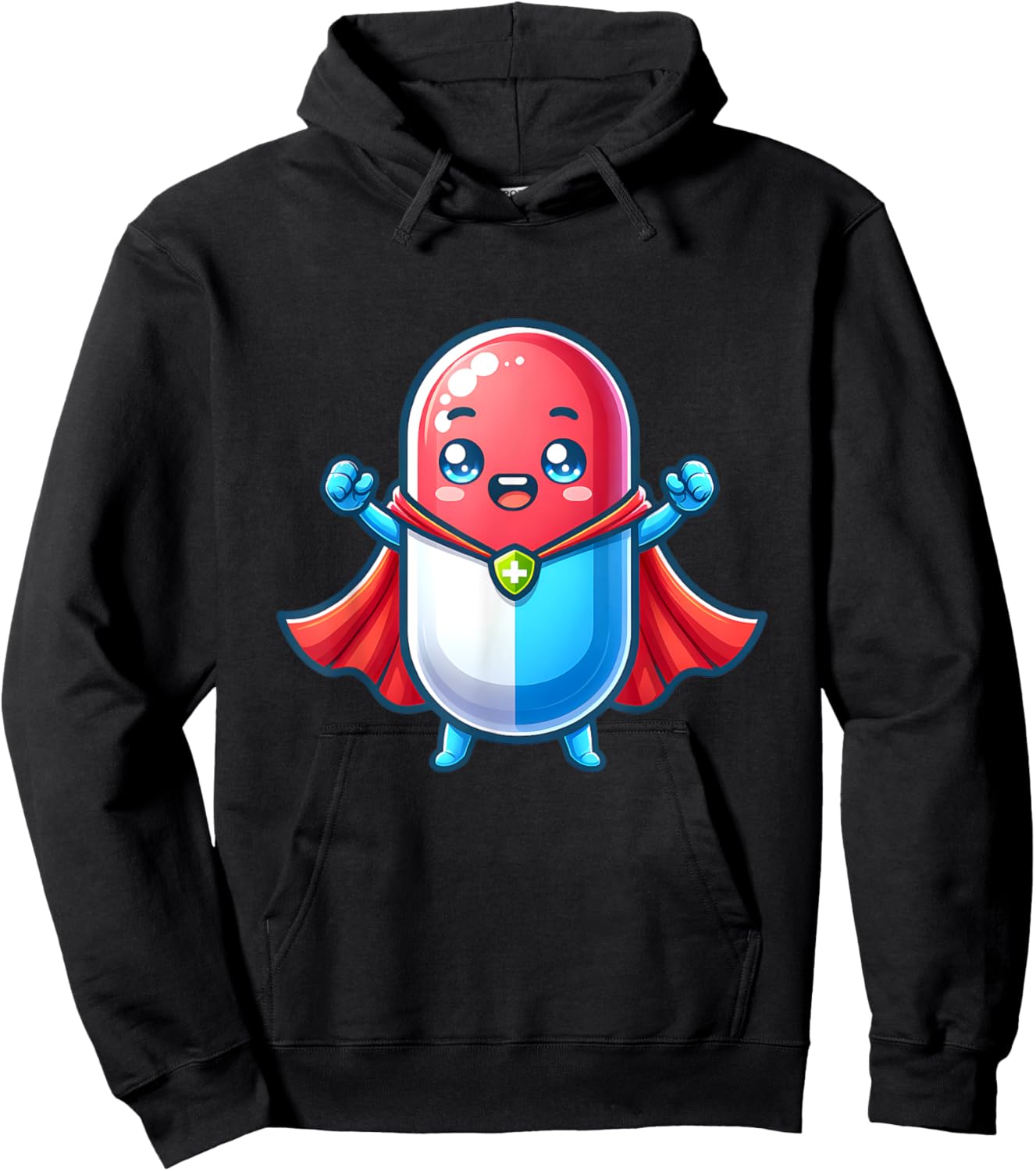 Cute Superhero Tablet Super Pill Hero Pharmacist Hoodie - Hoodie | Black