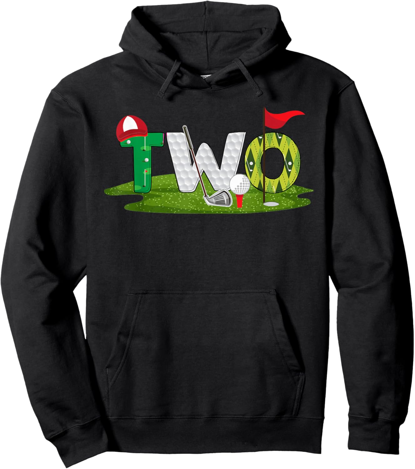 2nd Birthday Golf Theme 2 Year Old Kids Sport Party Hoodie - Hoodie | Black
