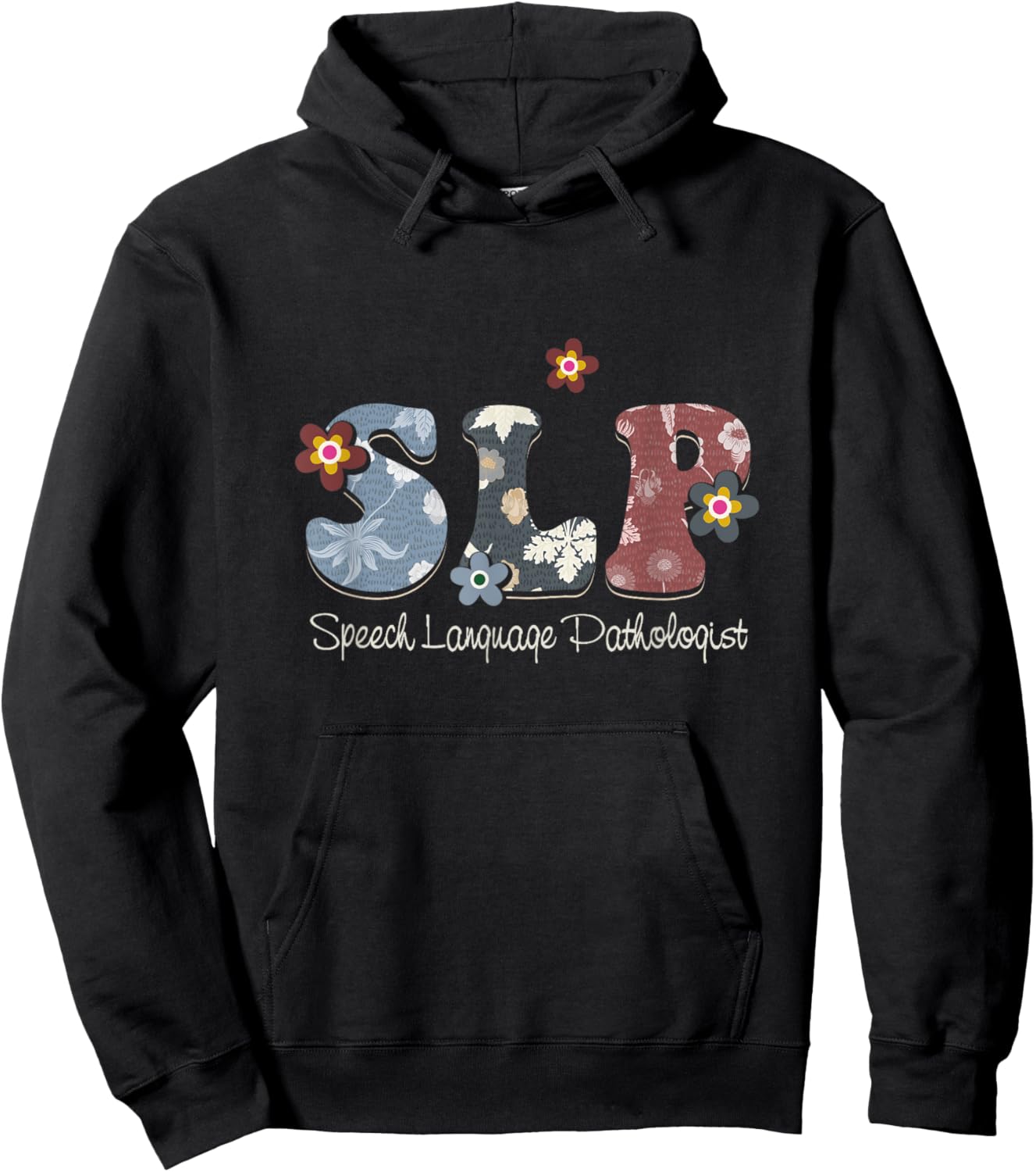 Retro Floral Slp Speech Language Pathologist Speech Therapy Hoodie - Hoodie | Black