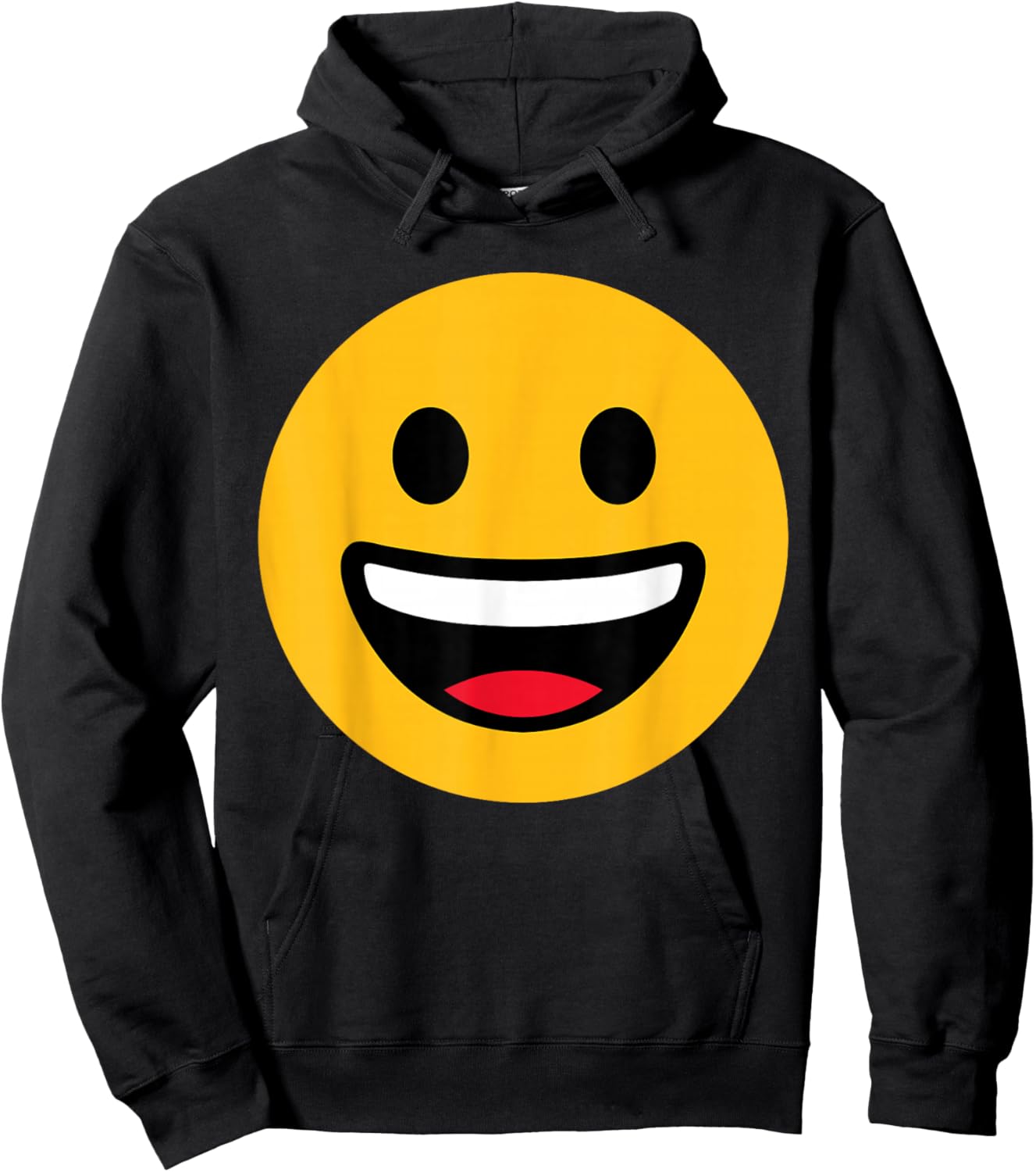 Funny Emoticon Grinning Face Happy Hoodie - Hoodie | Black