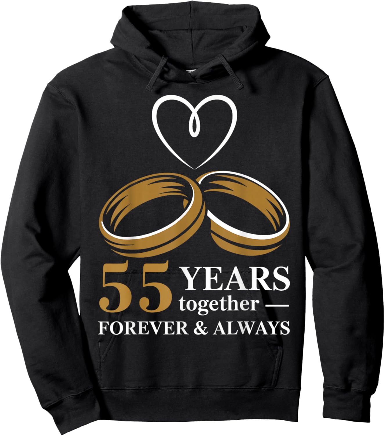 55th Wedding Anniversary Shirt for Couple - 55 Years Wedding Hoodie - Hoodie | Black