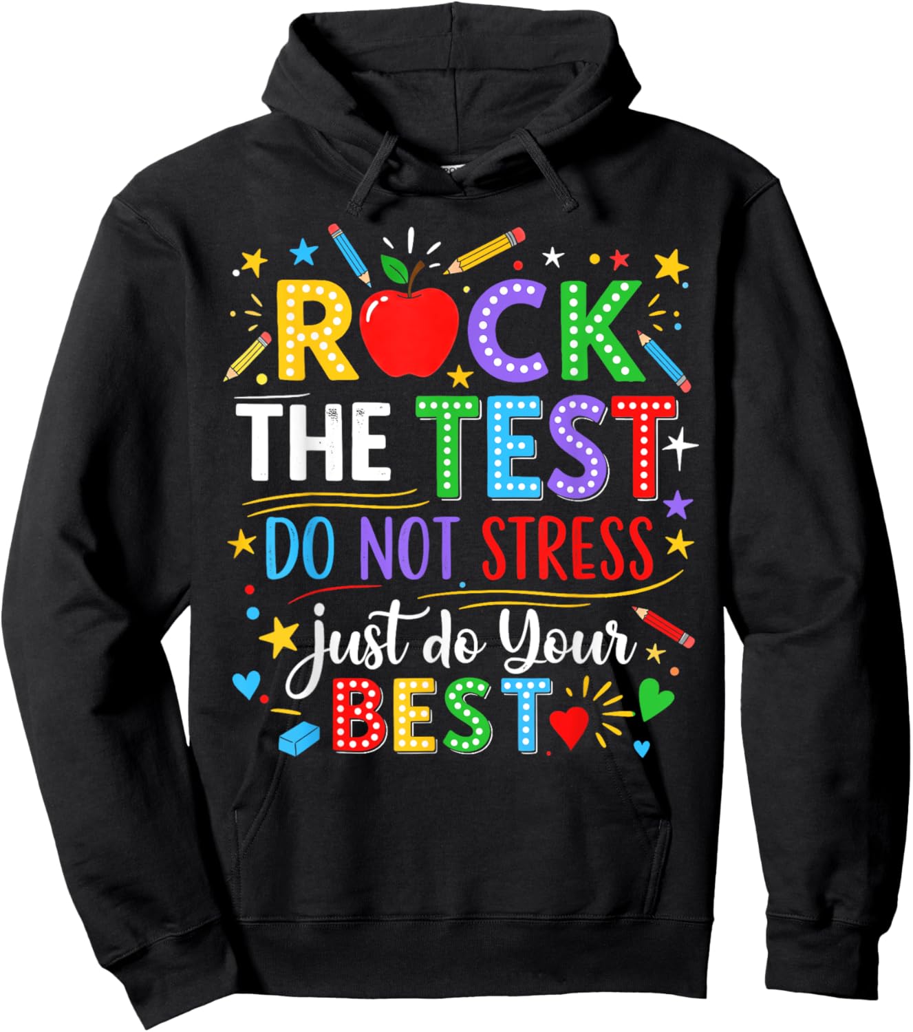 Rock The Test Day Testing Day Funny Teacher Men Women Kid Hoodie - Hoodie | Black
