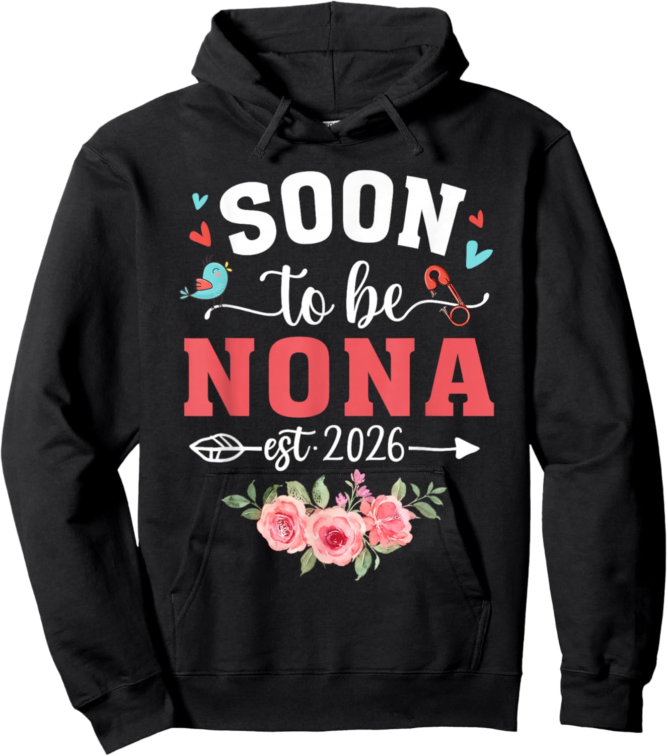 Soon to Be Nona Est 2026 Flower Nona to Be Hoodie - Hoodie | Black