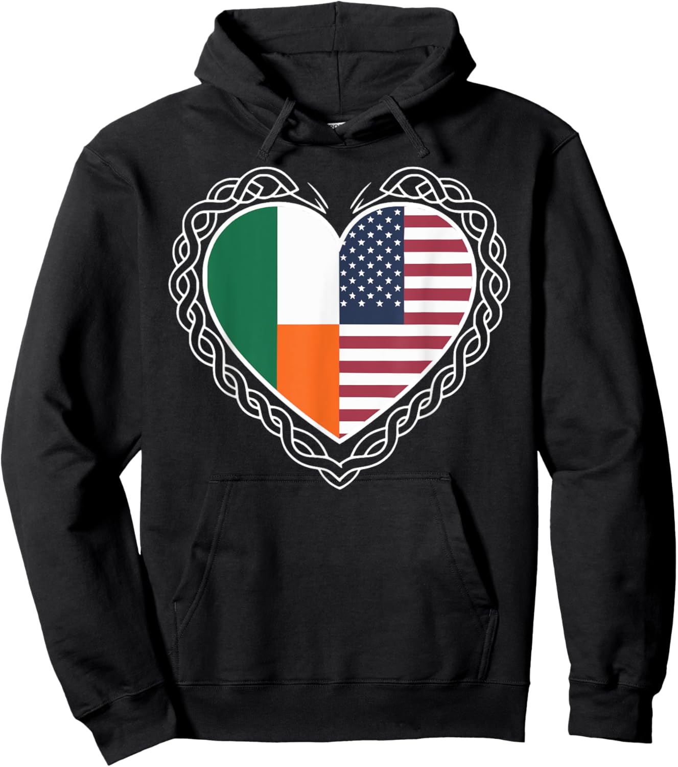 Irish-American Heritage Celtic Heart Design Hoodie - Hoodie | Black