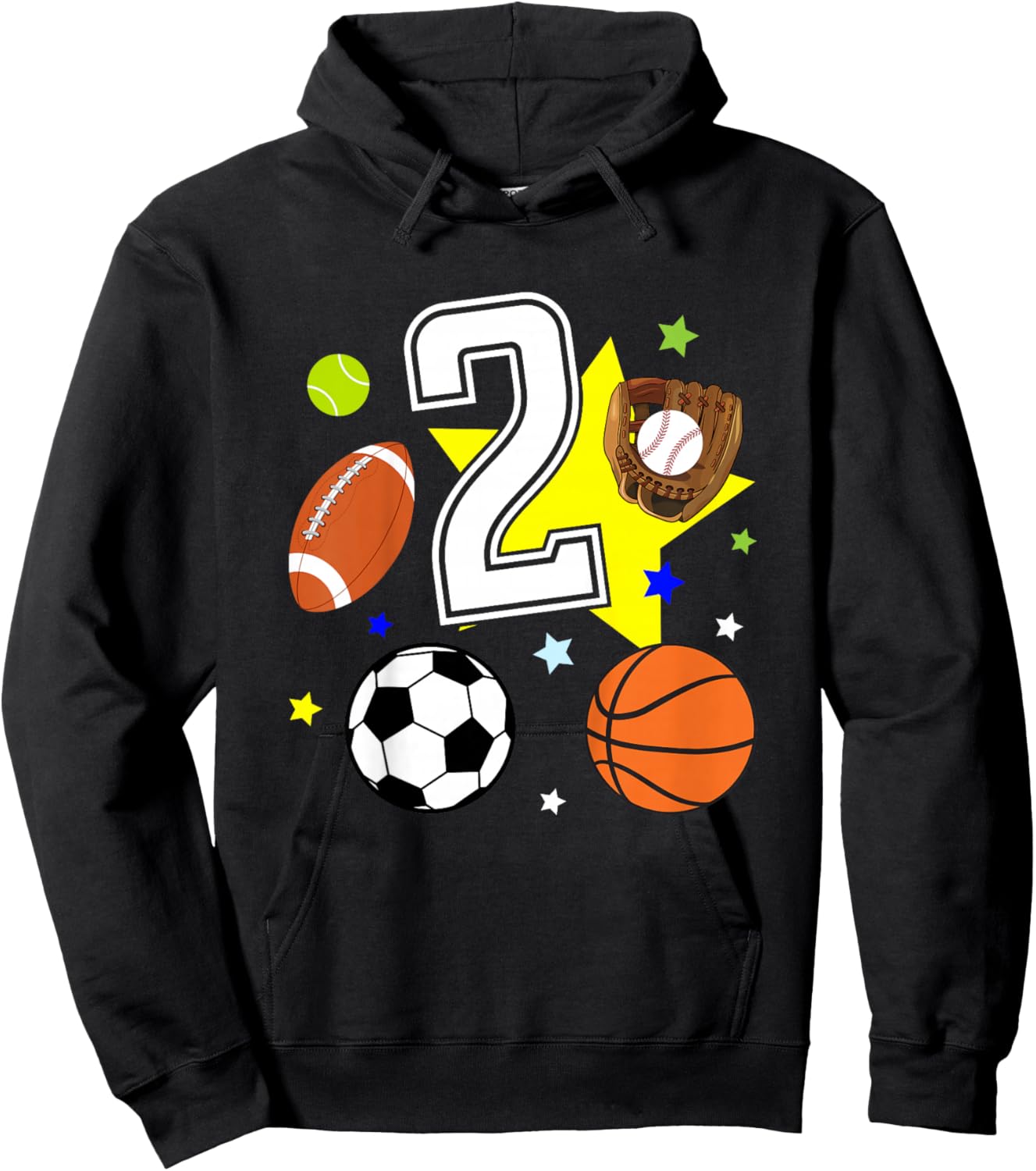 Kids 2nd Birthday Sports Birthday Theme 2 Year Old Boy Hoodie - Hoodie | Black