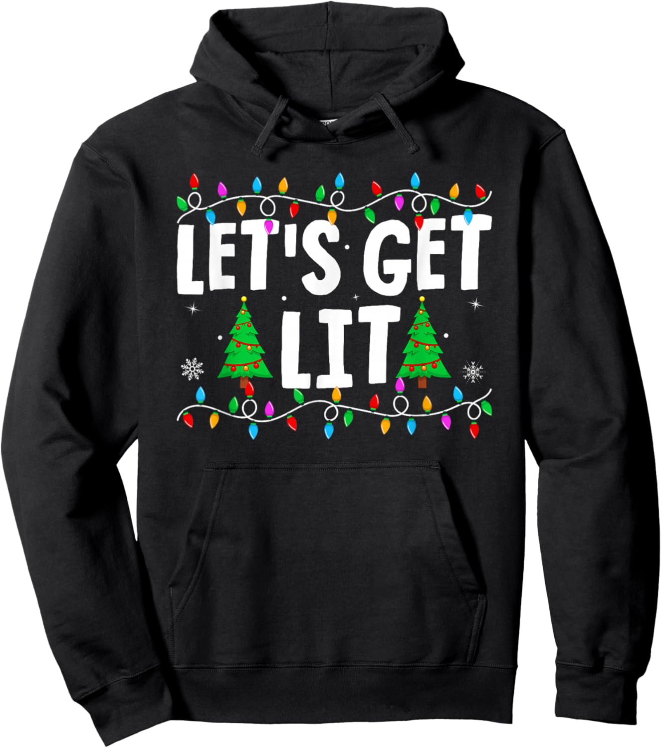 Let's Get Lit Family Matching Xmas Lights Christmas Hoodie - Hoodie | Black