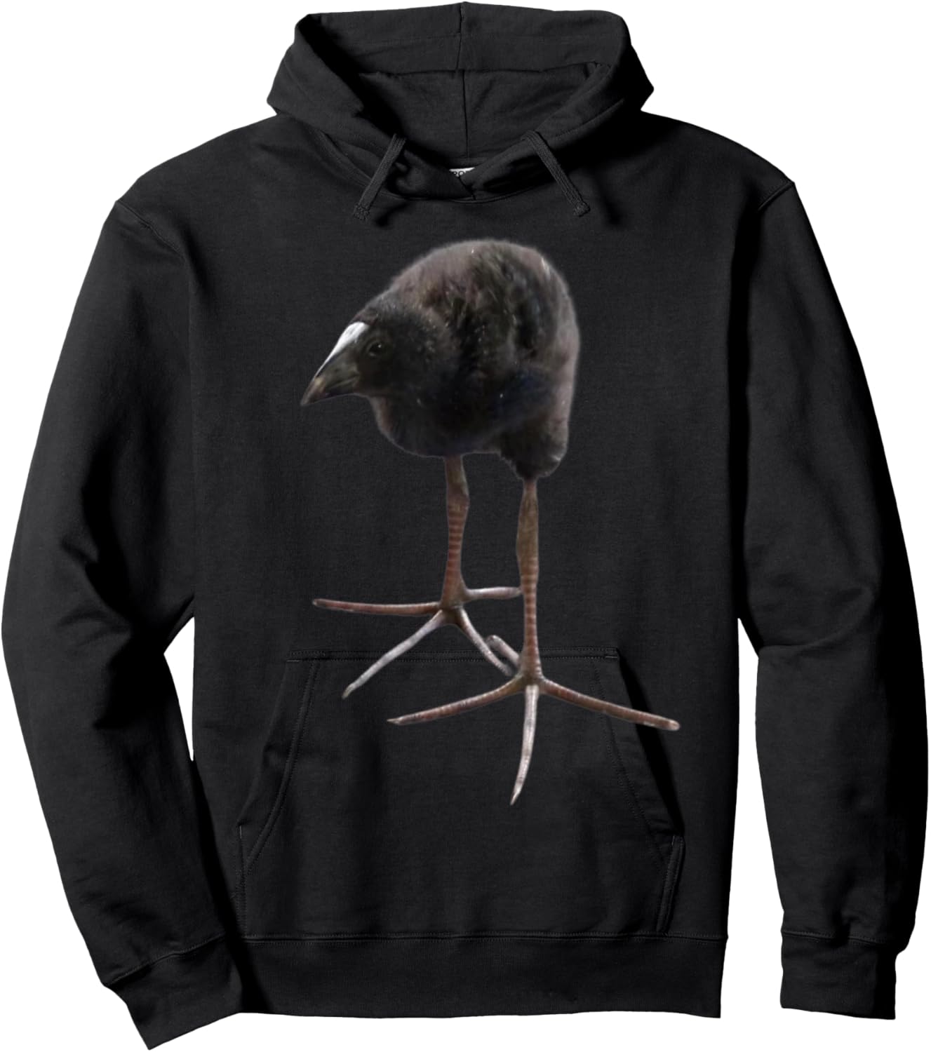 Pukeko Meme Black , Small, Short Sleeve, Modern Classic, All Seasons, Collarless, Bird Pattern, Pull On, 1 Count, 0 Pockets, Lightweight Hoodie - Hoodie | Black
