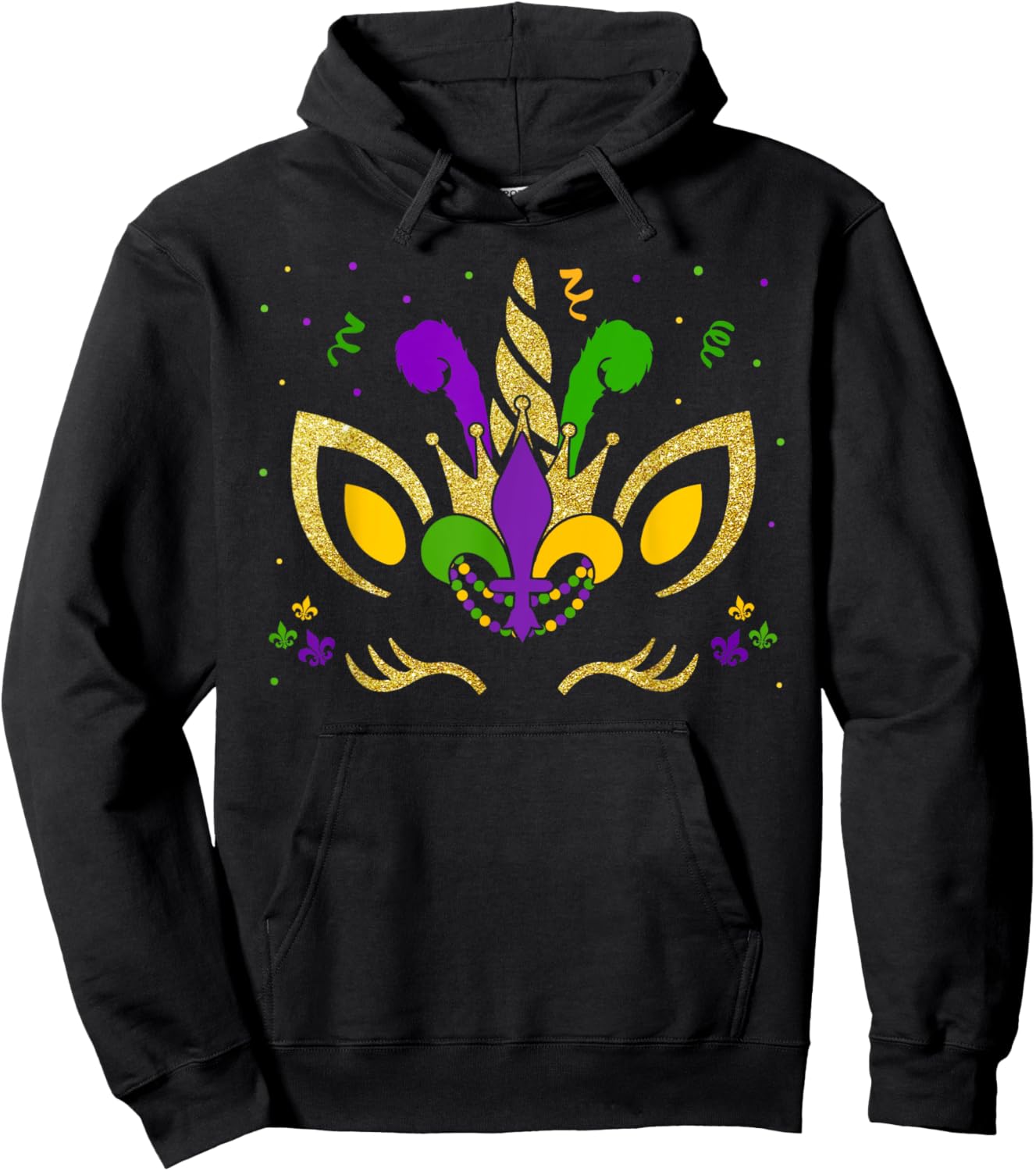 Mardi Gras Unicorn Party Costume Girl Kids Toddler Hoodie - Hoodie | Black
