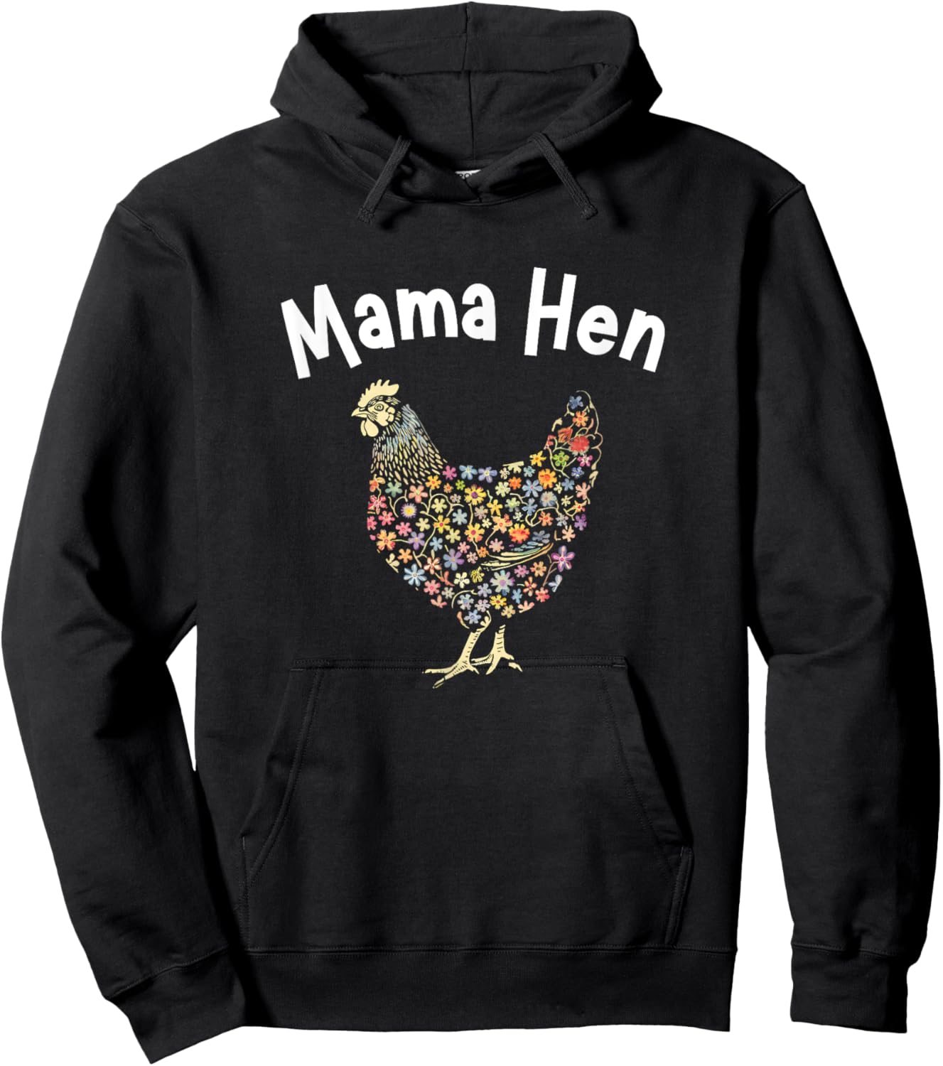 Mama Hen Flower Chicken Funny Farmer Hen Mother Day Hoodie - Hoodie | Black