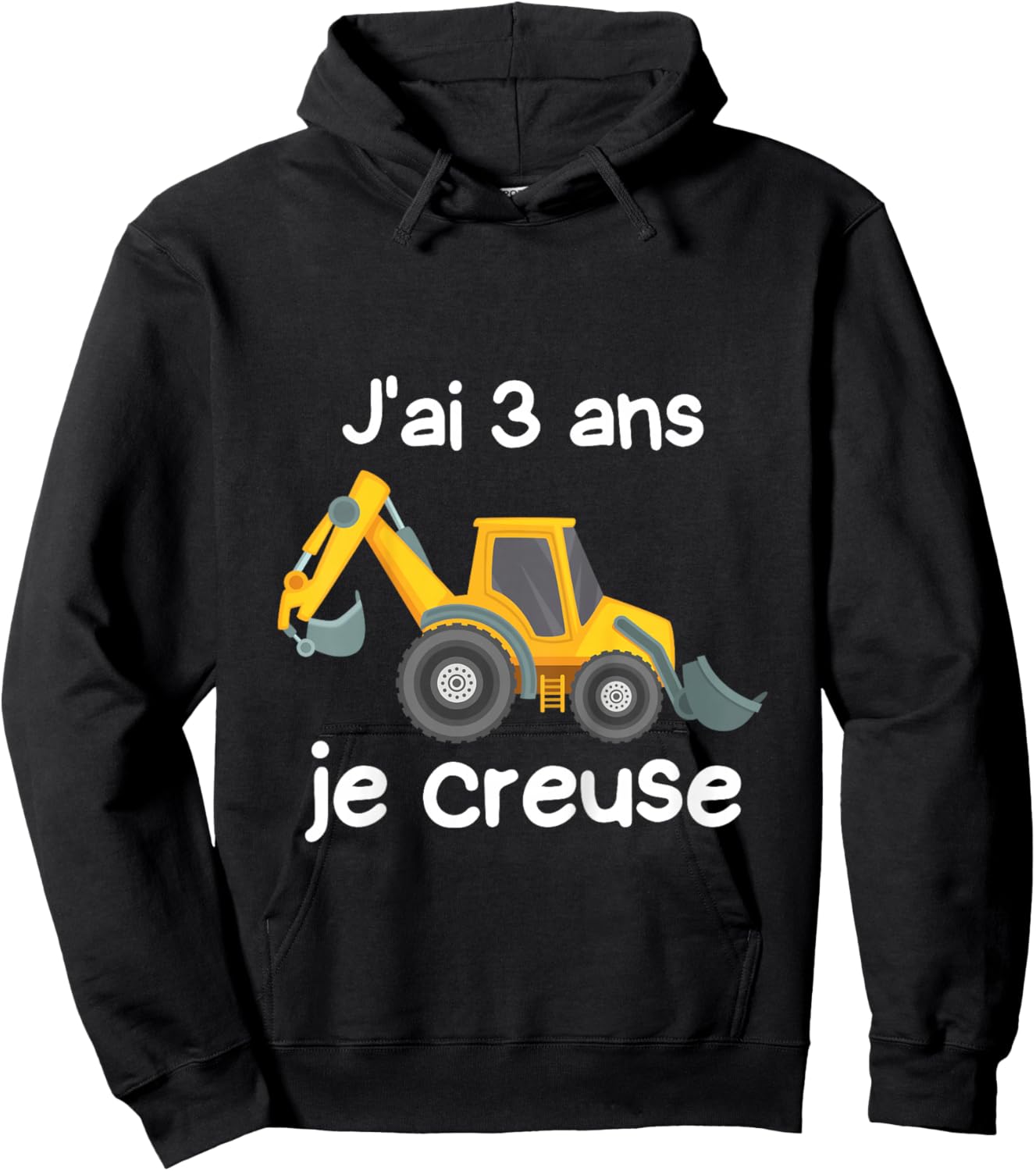 Children's Backhoe Loader Gift 3 Years I Dig Hoodie - Hoodie | Black