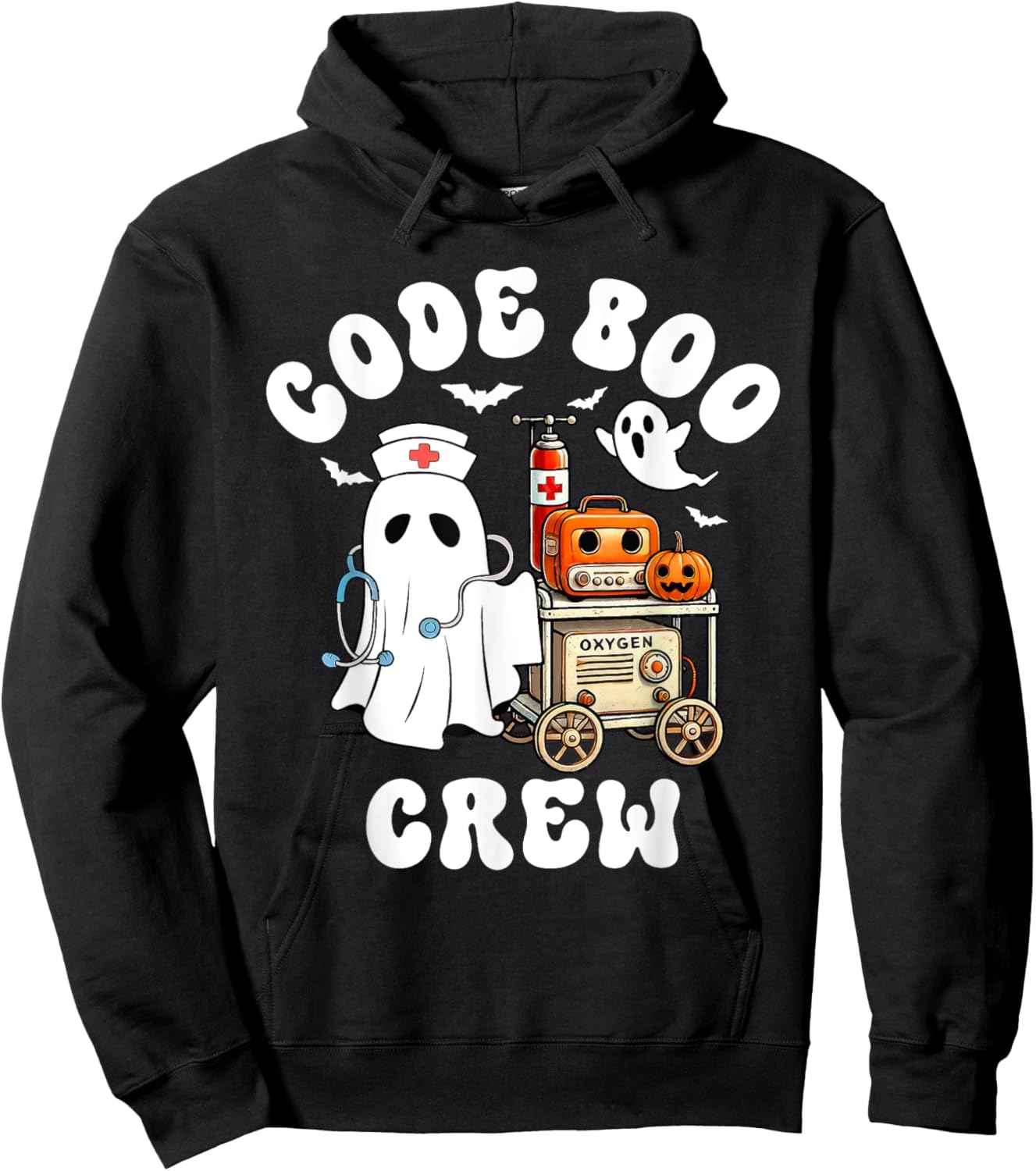 Code Boo Crew Outfit Funny Ghost Halloween Costume Hoodie - Hoodie | Black
